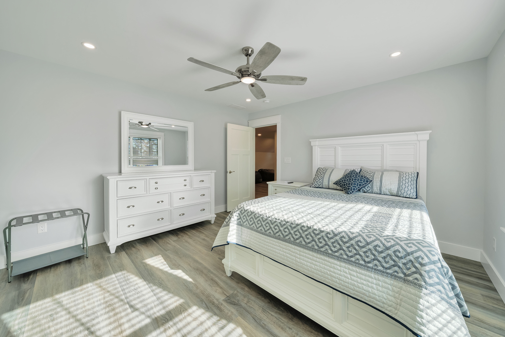 Bedroom 4 is also upstairs with Smart TV and a comfy Queen Bed.