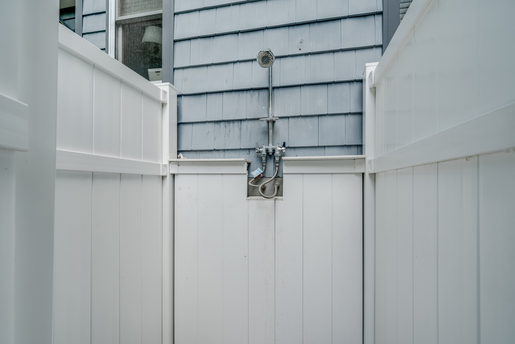 Outdoor Shower for rinsing off sandy feet.