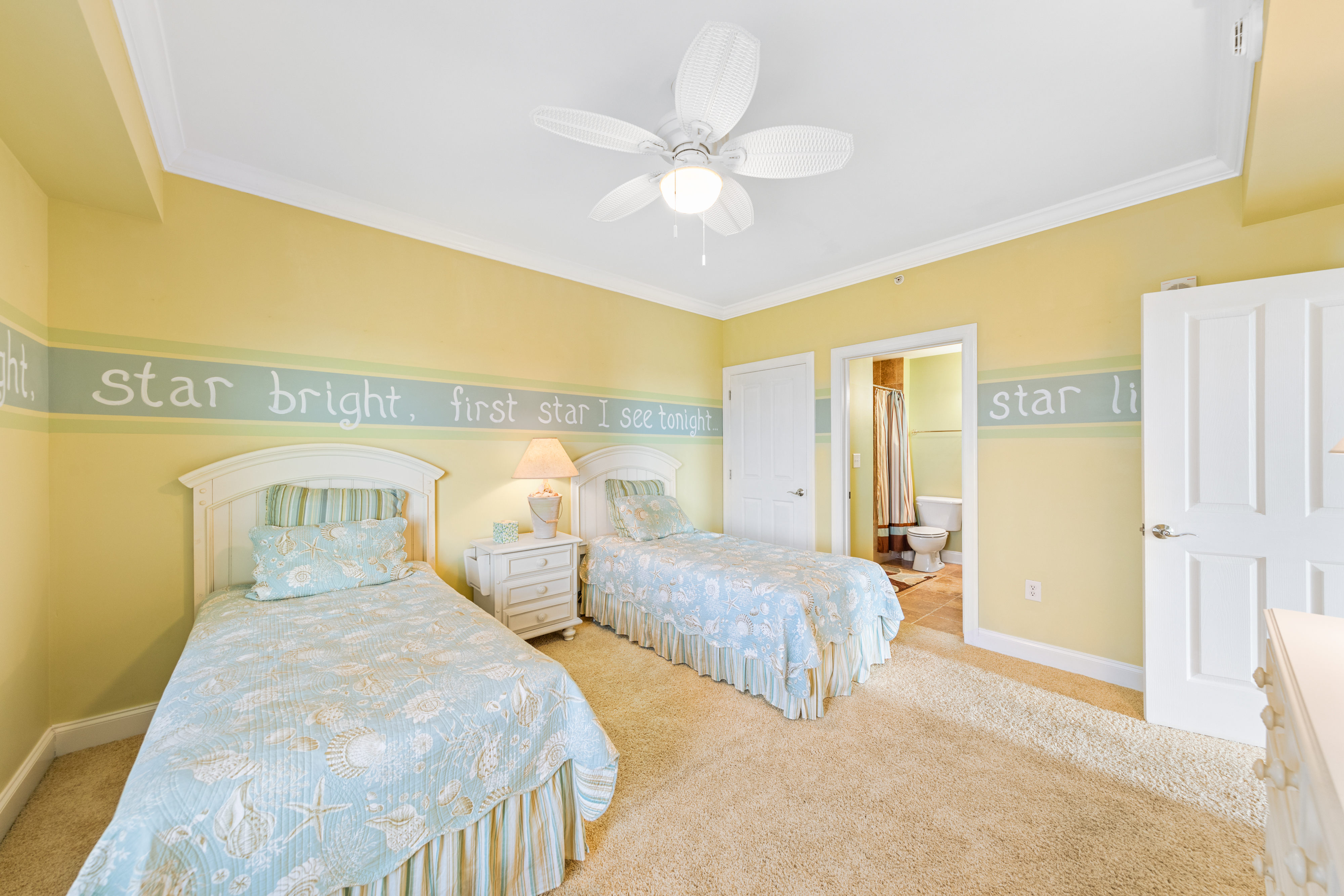 No worries about sharing a bathroom, bedroom 2 has its own private bath.