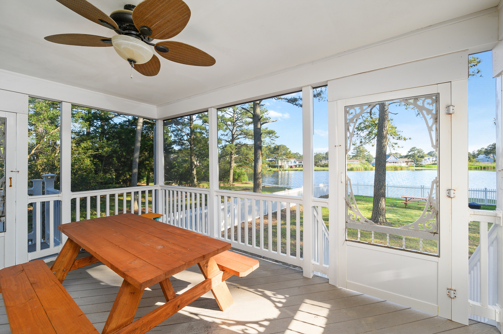 Watch the kids play in the Enclosed Backyard.