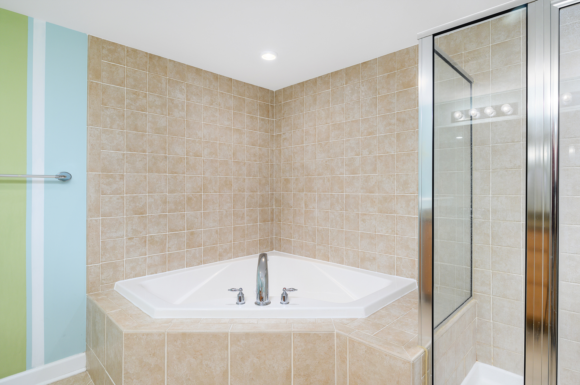 The Corner soaking tub in the Primary Bath is sure to help wash your worries away!