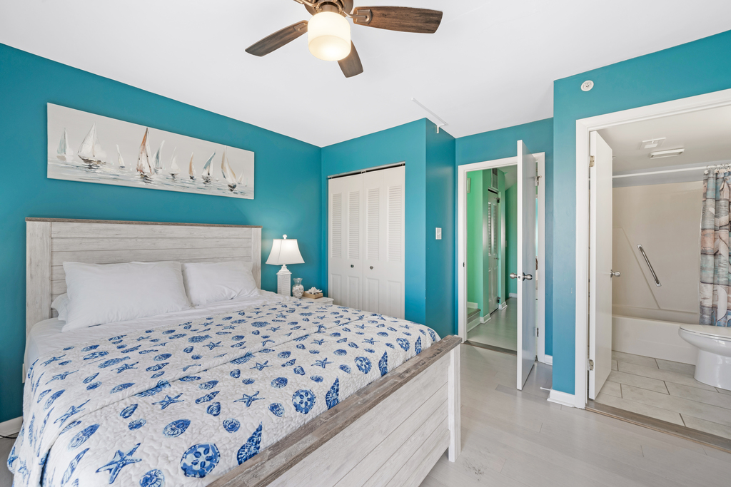 This bedroom has a Queen bed and a full attached bathroom