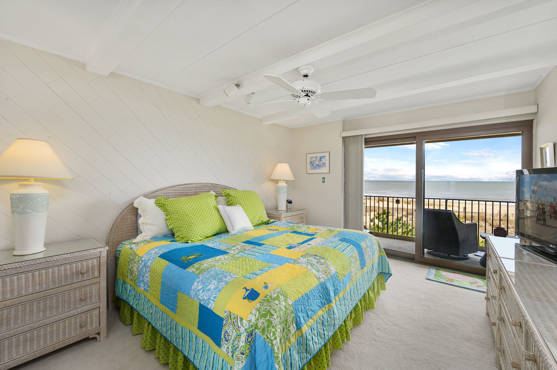 With large sliding glass doors leading to the balcony, there is plenty of natural light