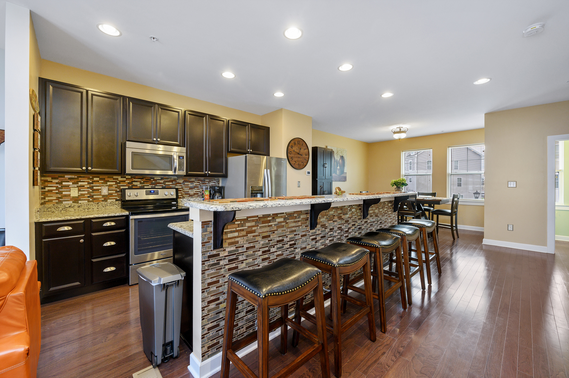A vast open kitchen allows for plenty of space for your family chef