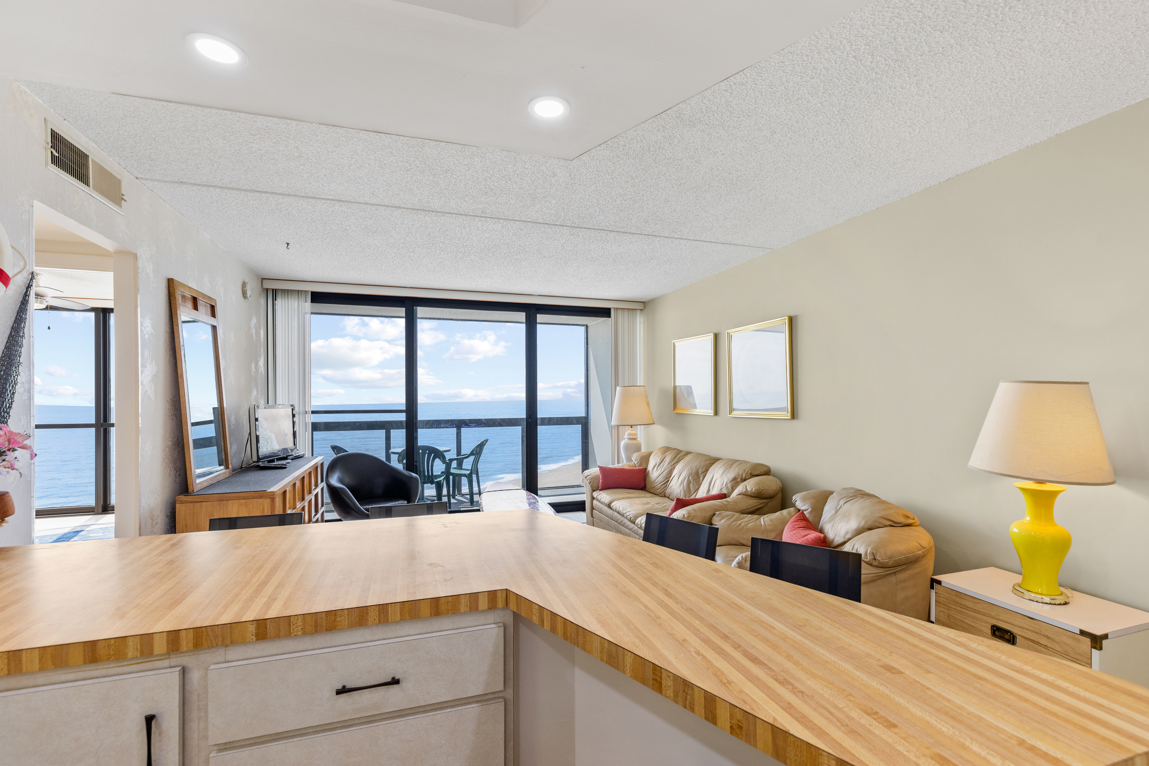 Take in the ocean view while prepping the cooler for your beach day.