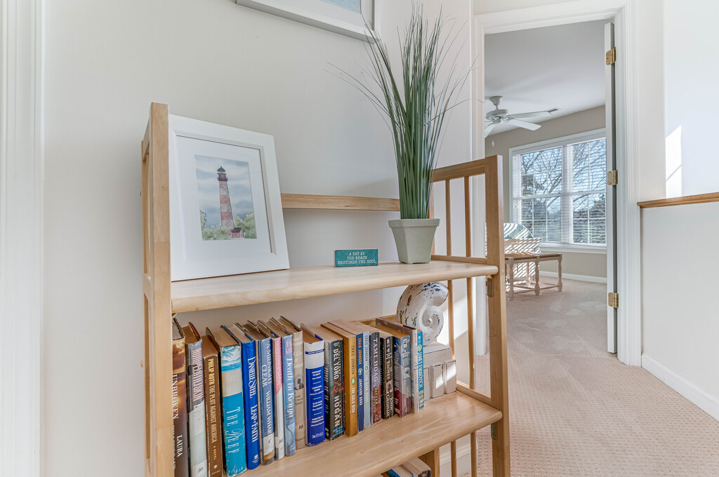 Wandering upstairs, grab a book from the bookcase and head to the Beach!