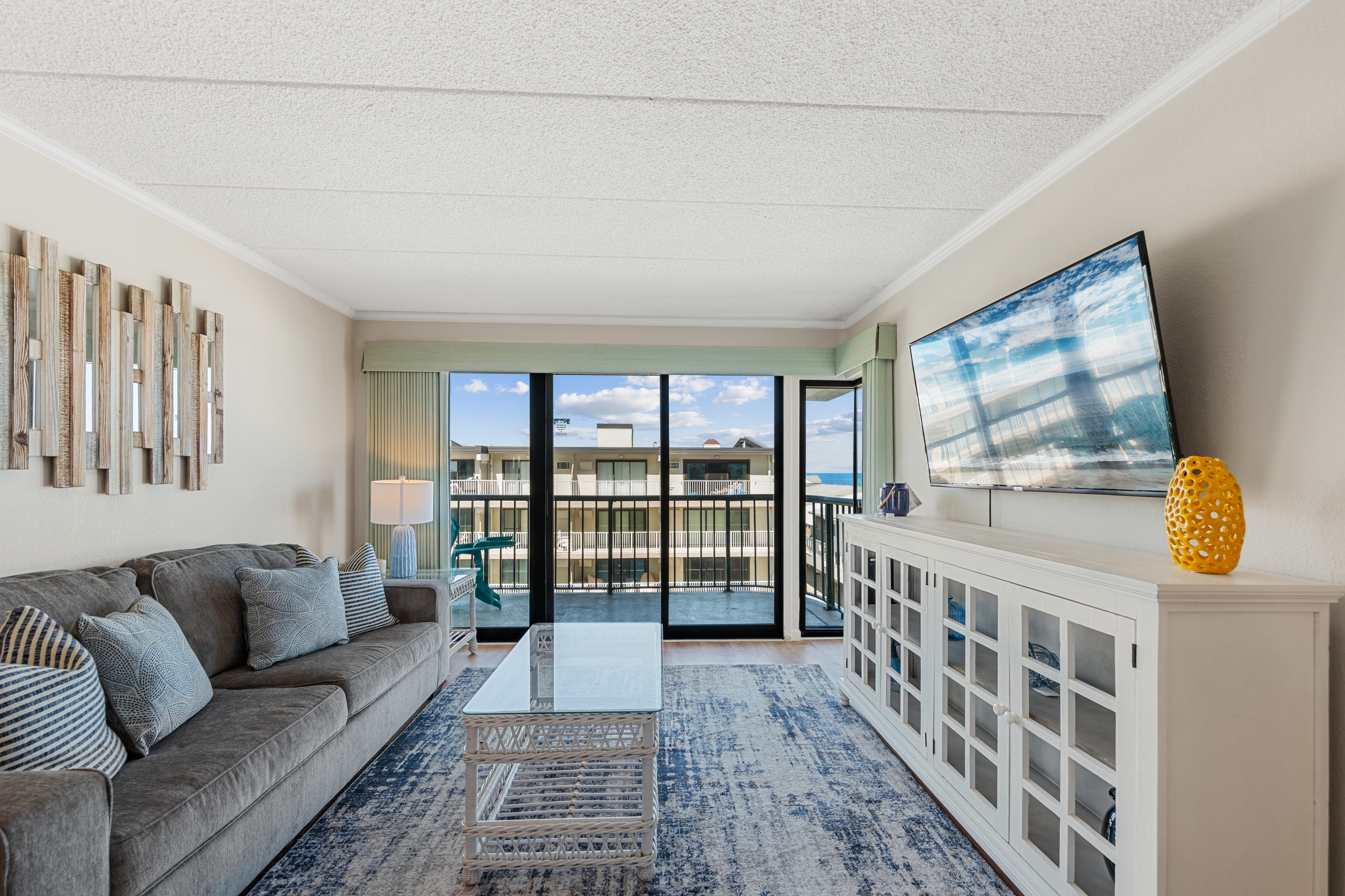 Plenty of cozy seating to relax after a long day at the beach!