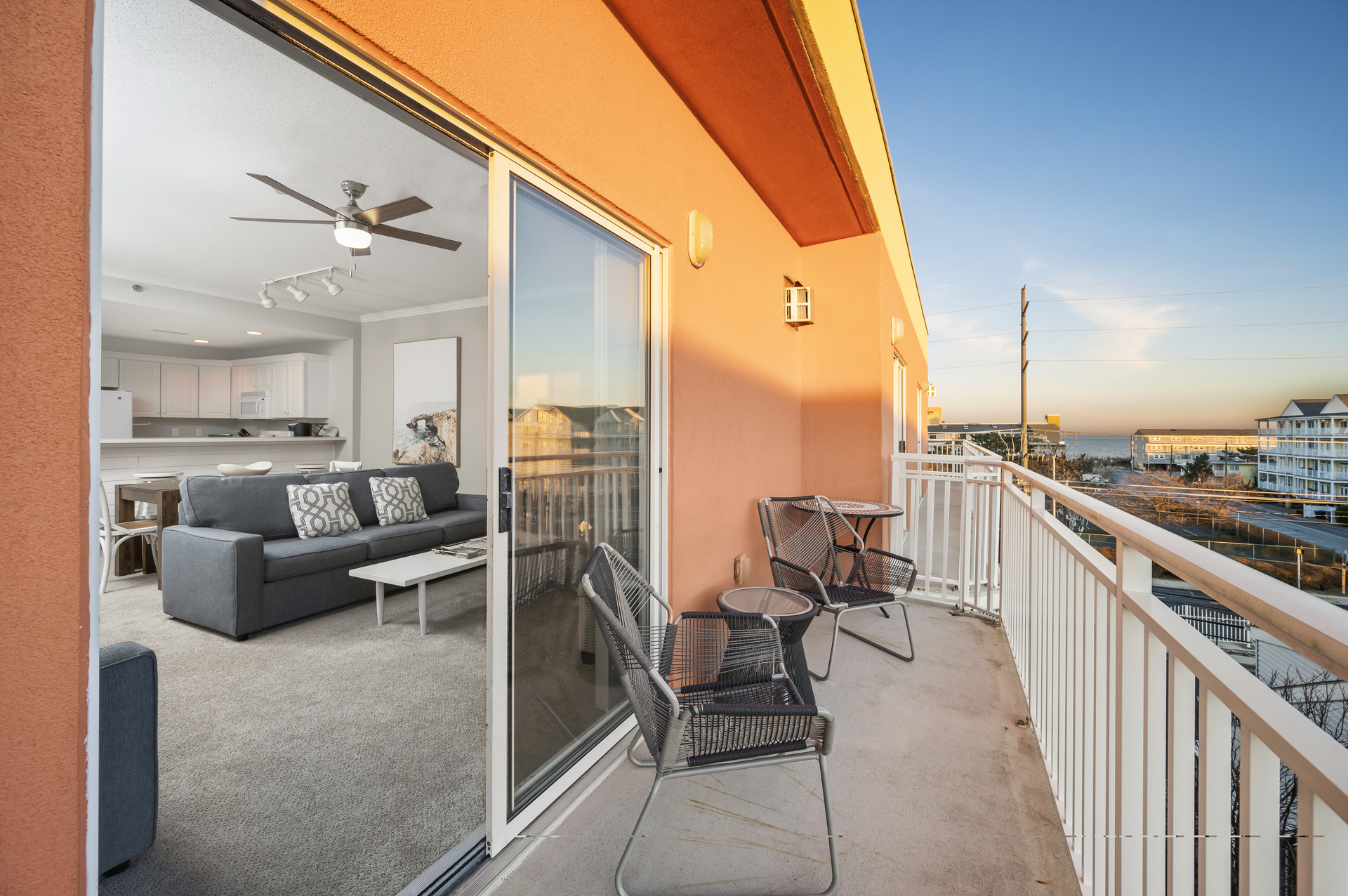 Catch glimpses of both the Ocean and the Bay from the Balcony.