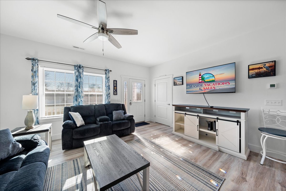 Tasteful and comfy Beachy Decor with all the comforts of home.