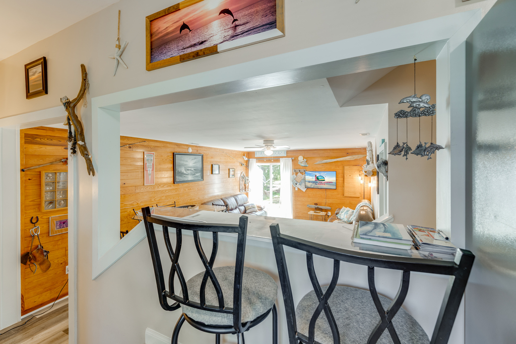 Looking from Kitchen to Living Area, just down a couple of steps.