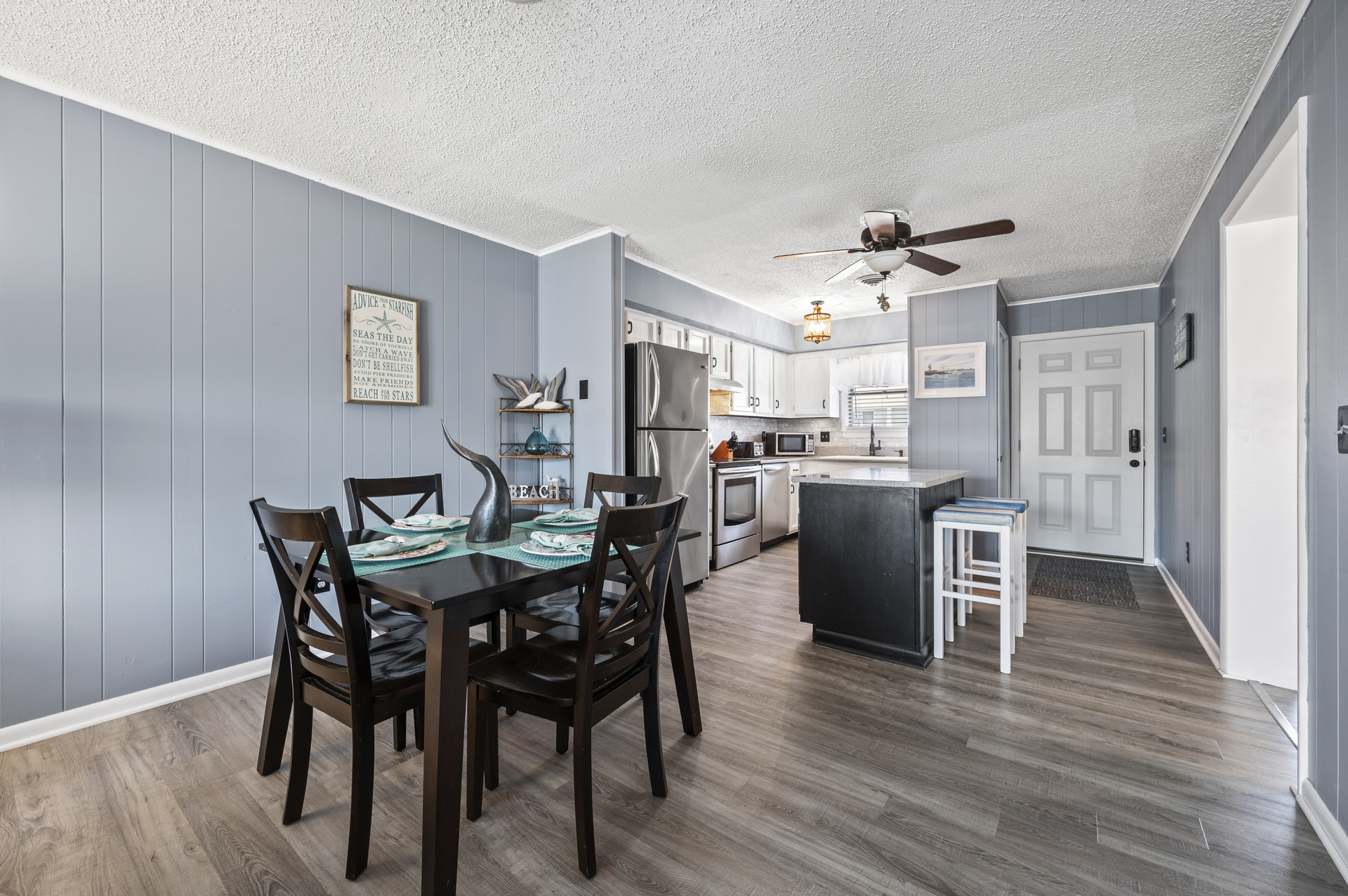 Beachy Floors reminiscent of a stroll on our famous OCMD Boardwalk.