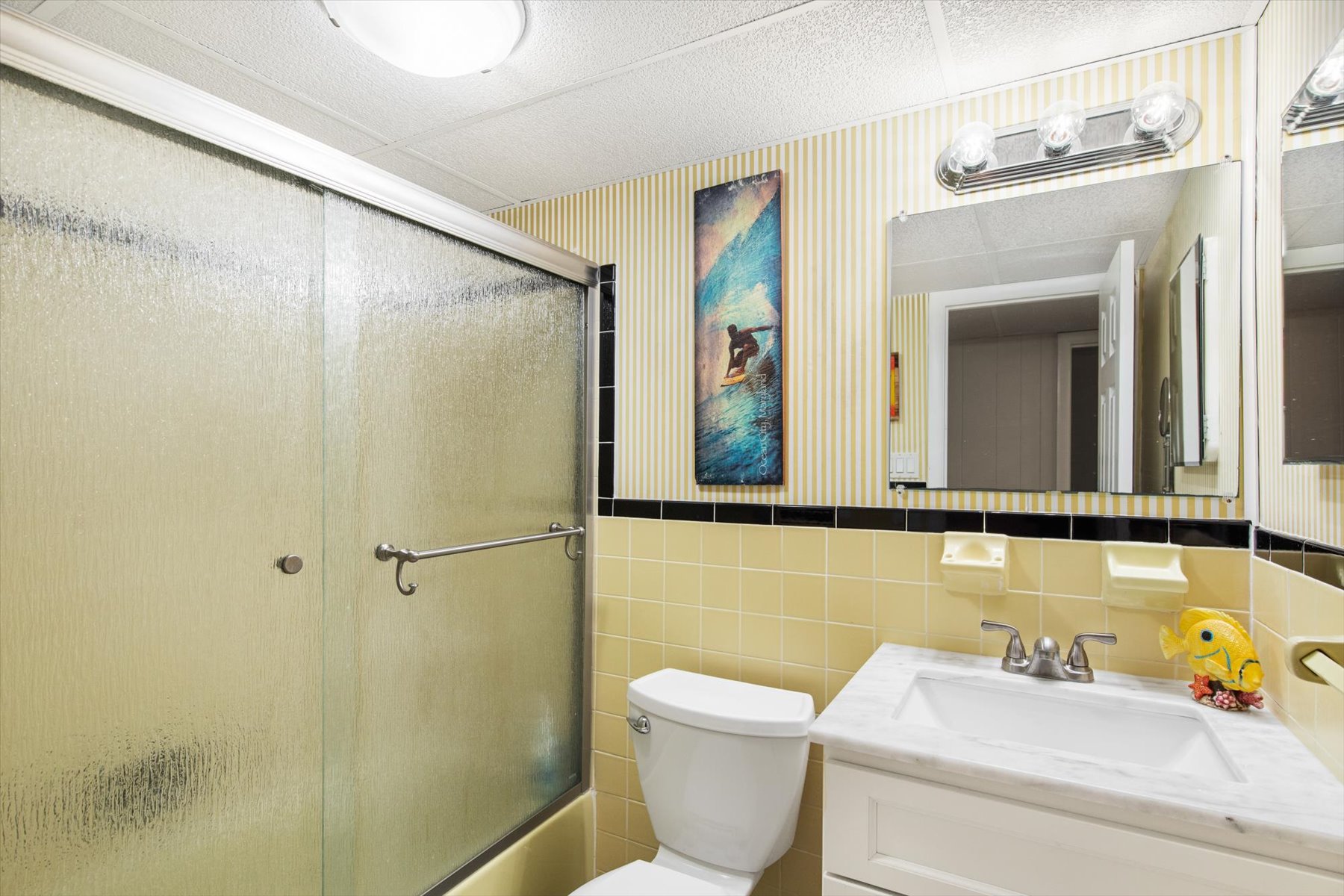 The Shared Bath is convenient to Bedroom 2 and the main Living Area