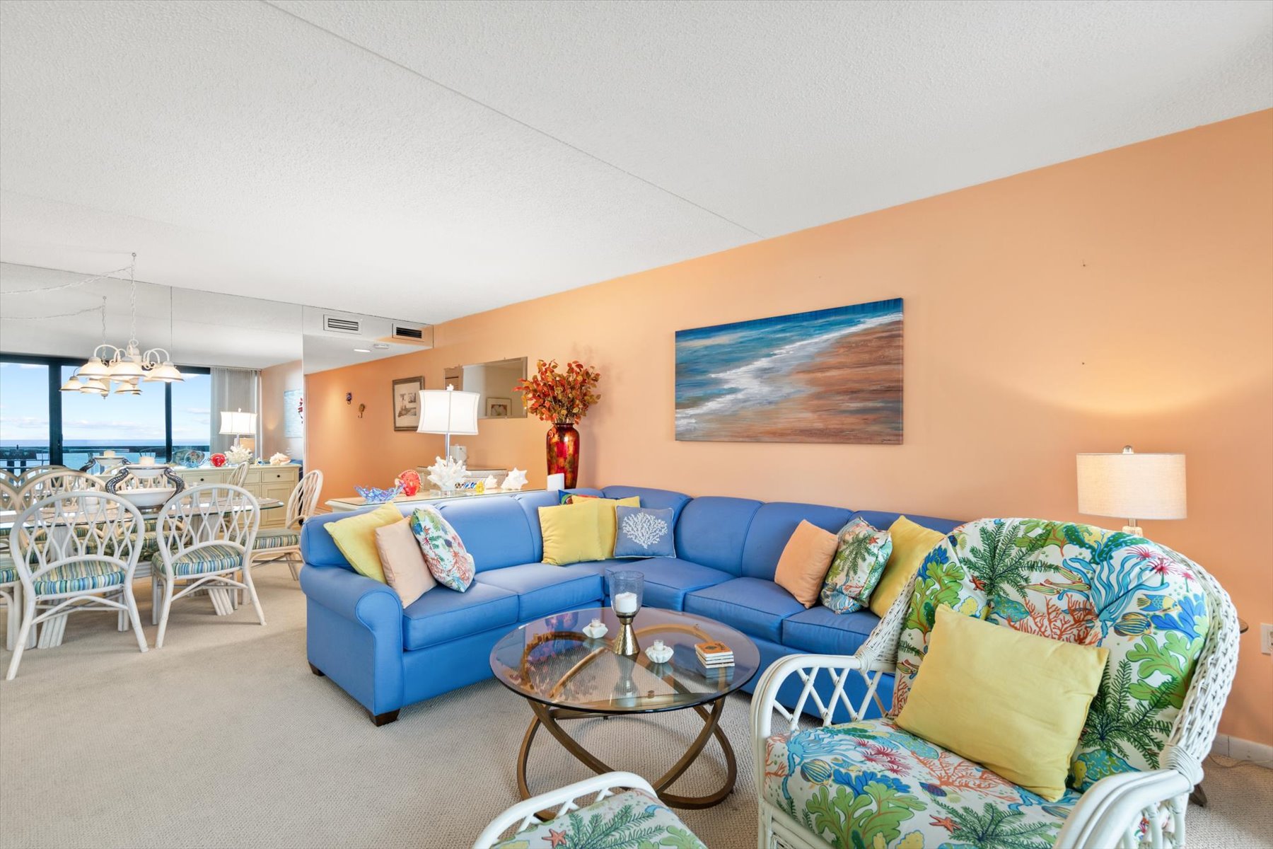 Plenty of space on the corner couch, which is also a Sleeper Sofa