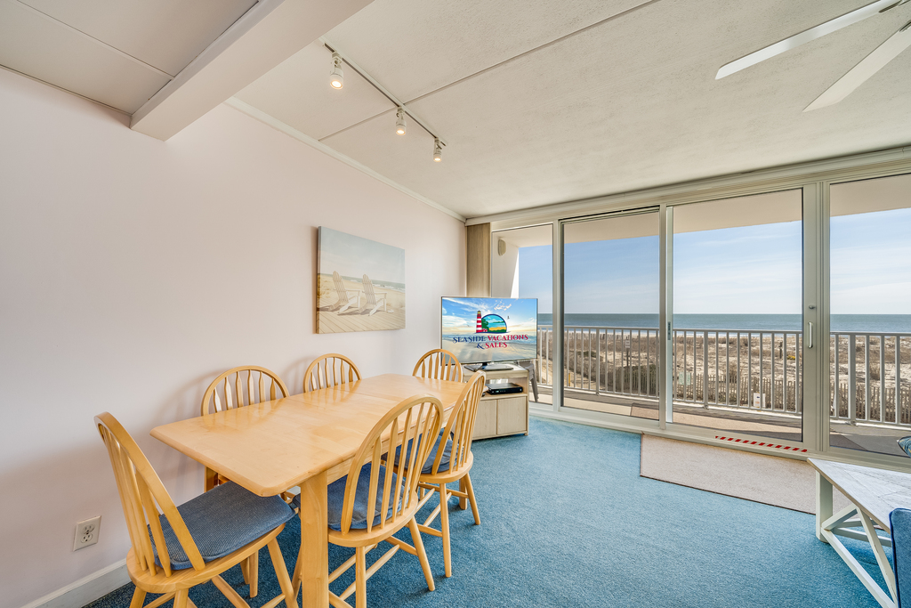 There is plenty of seating for the family to gather for a family meal.