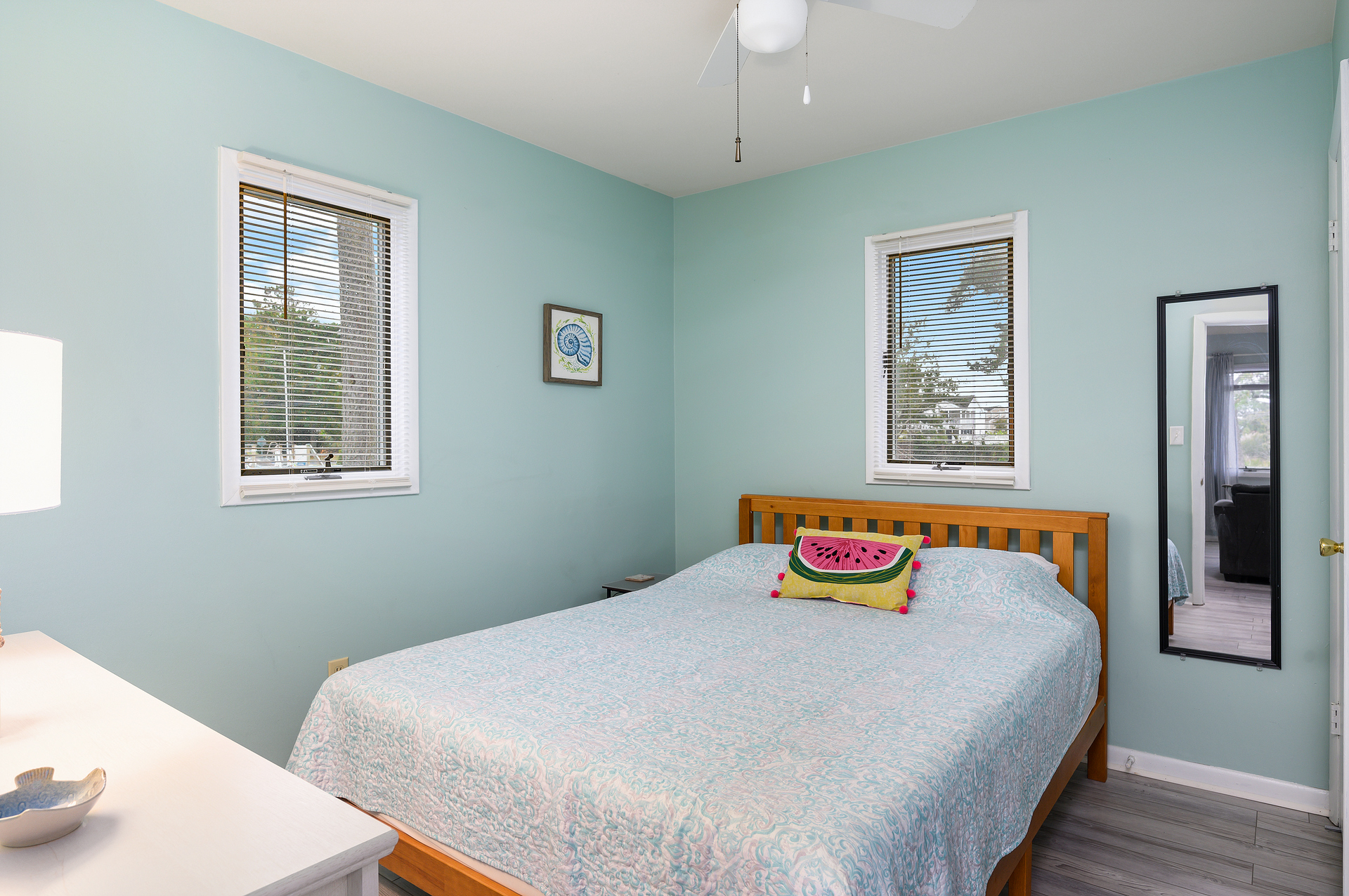 Bedroom 1 is on the 1st Floor with a Queen Bed- also has New Flooring and is freshly painted.