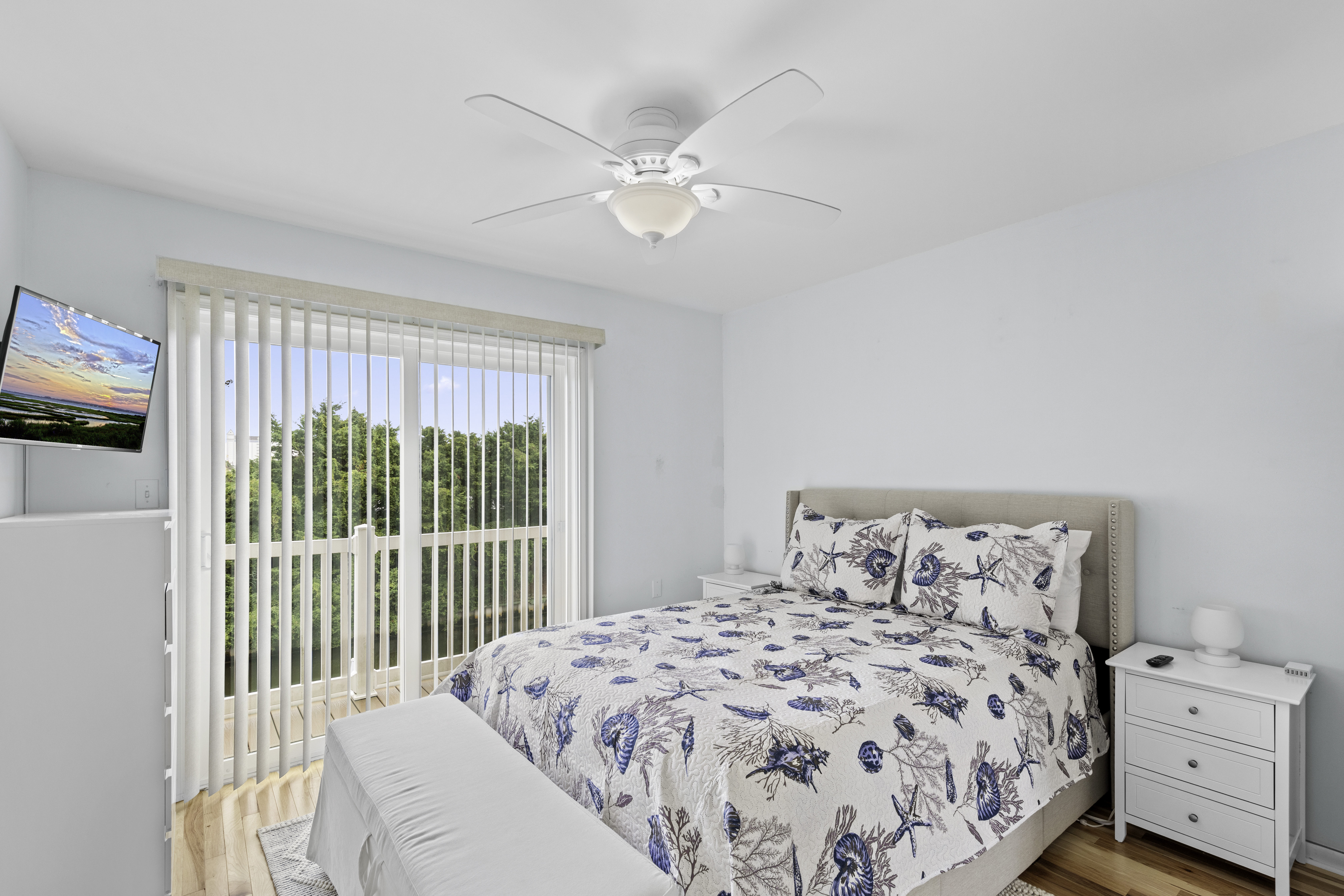 The Primary Bedroom has a cozy Queen Bed.