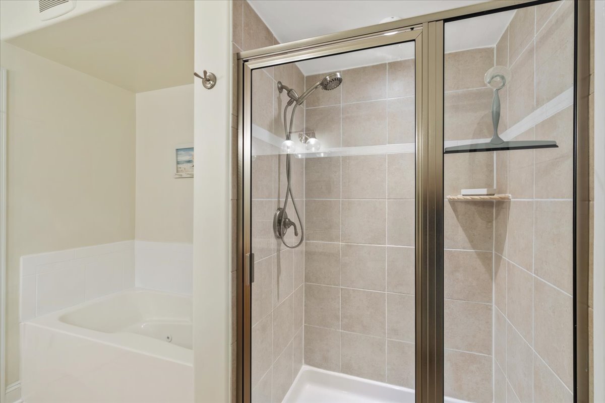 Custom Walk-in Tile Shower and Soaking Tub.