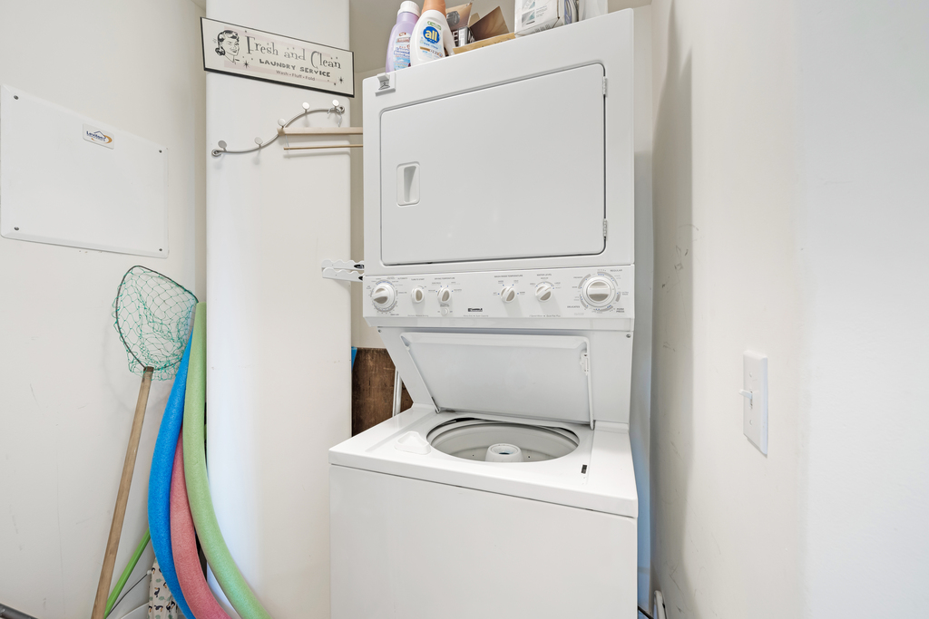 Stackable Washer and Dryer for your convenience located in the Utility Room.