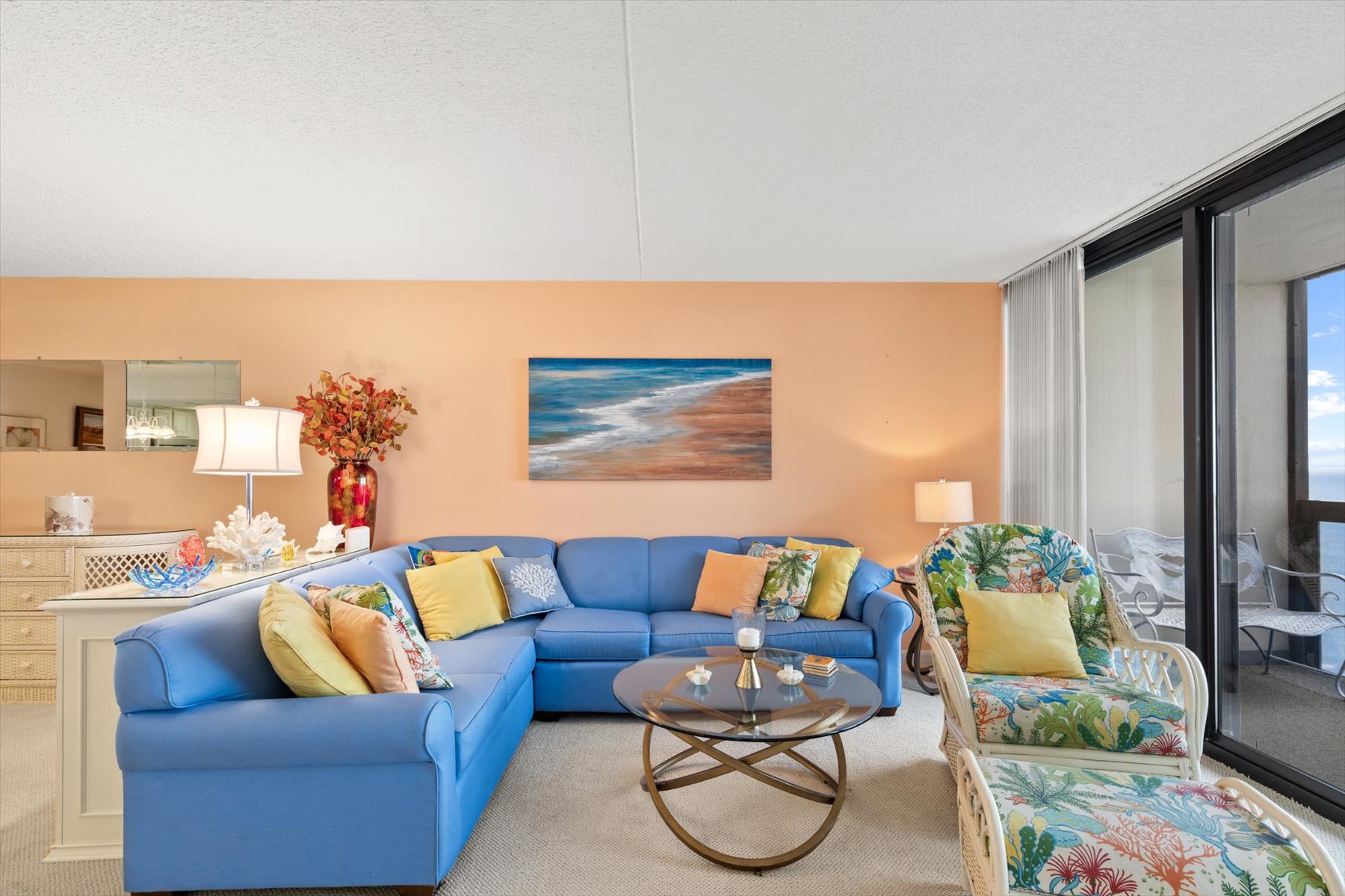 Relax after fun in the sun in this beachy Living area!