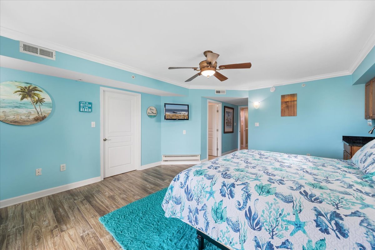 Sink into the Plush King Bed and enjoy the Flat Screen TV.