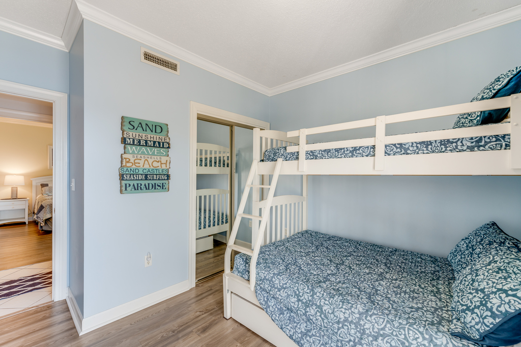 This Bedroom offers a Pyramid Bunk with a Twin Trundle!