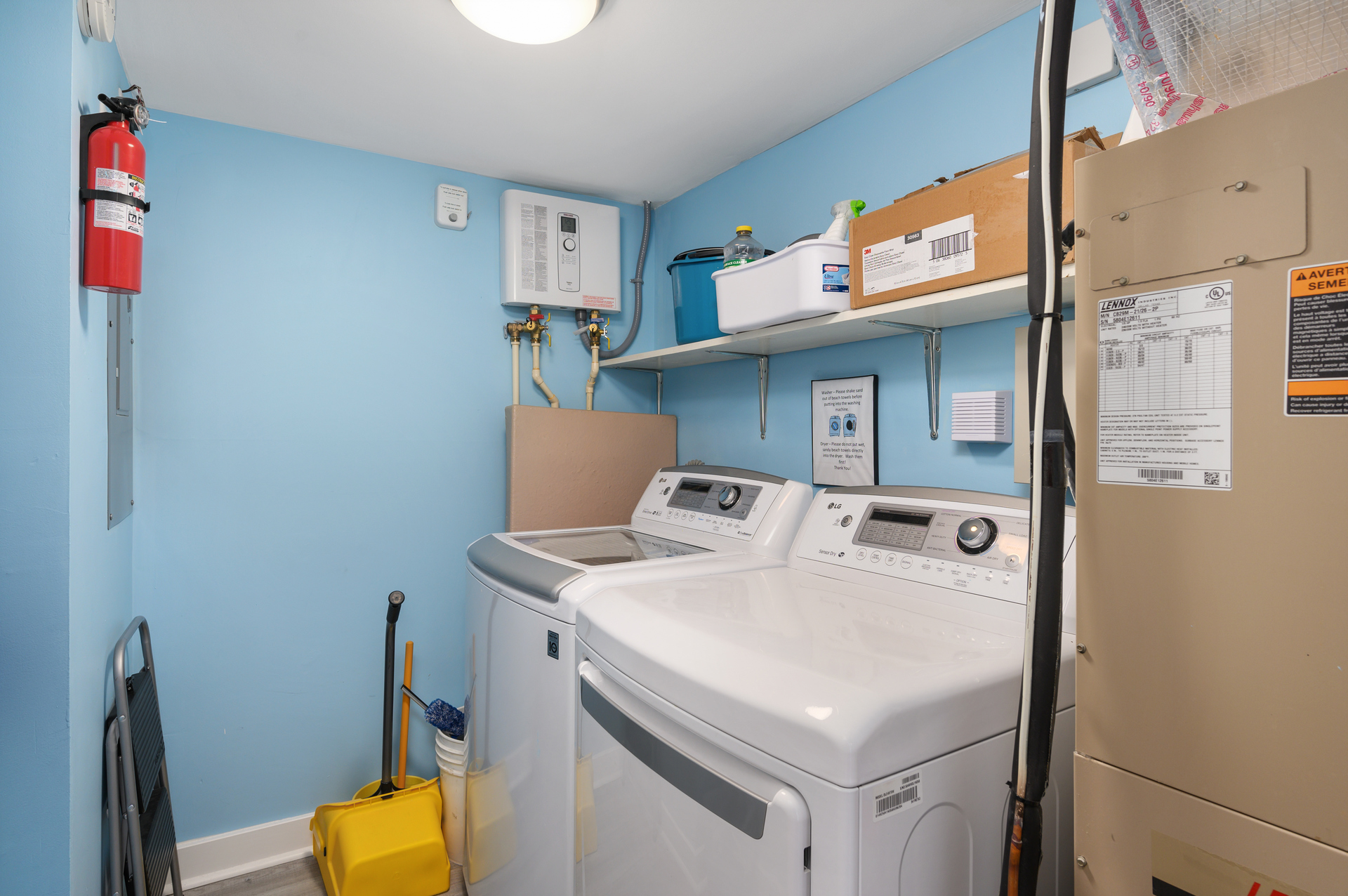 Enjoy the full size private washer and dryer