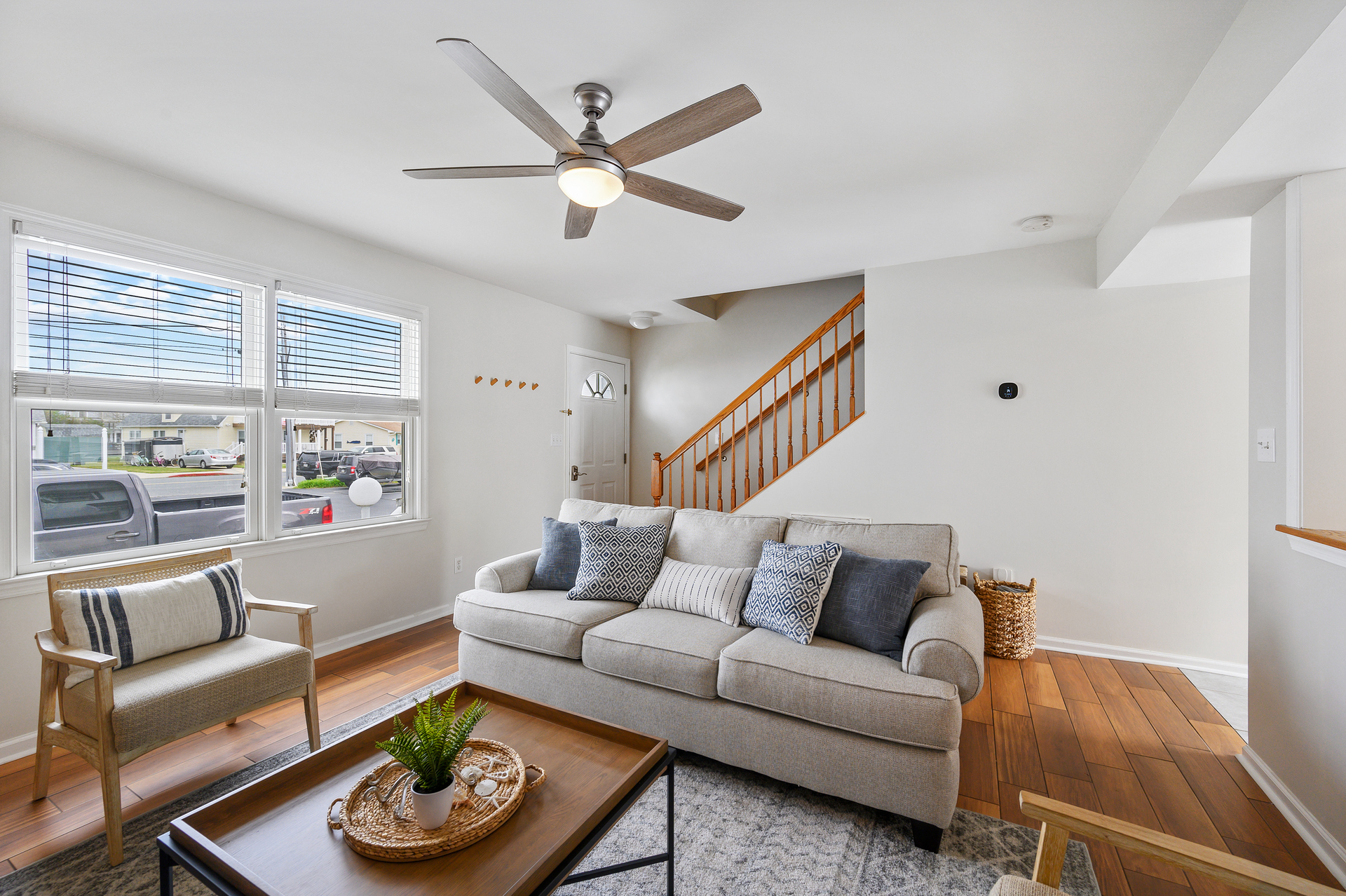 The living room's sofa open up to a Queen sleeper sofa!