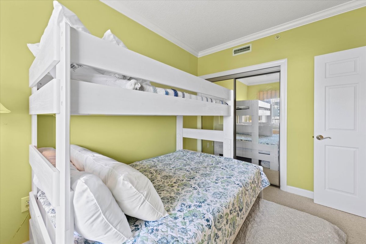 This Bedroom offers a Pyramid Bunk with a Twin Trundle!