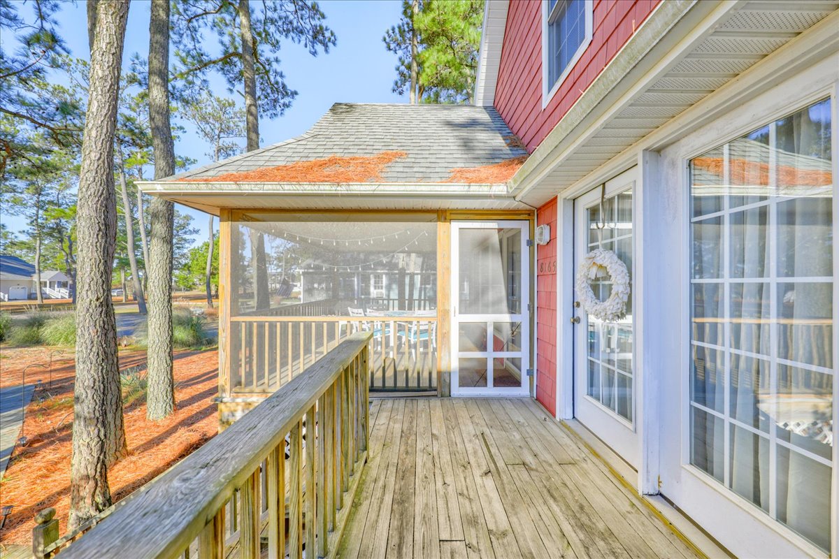 Front Deck leads to Screened Porch and Whispering Pines entrance.