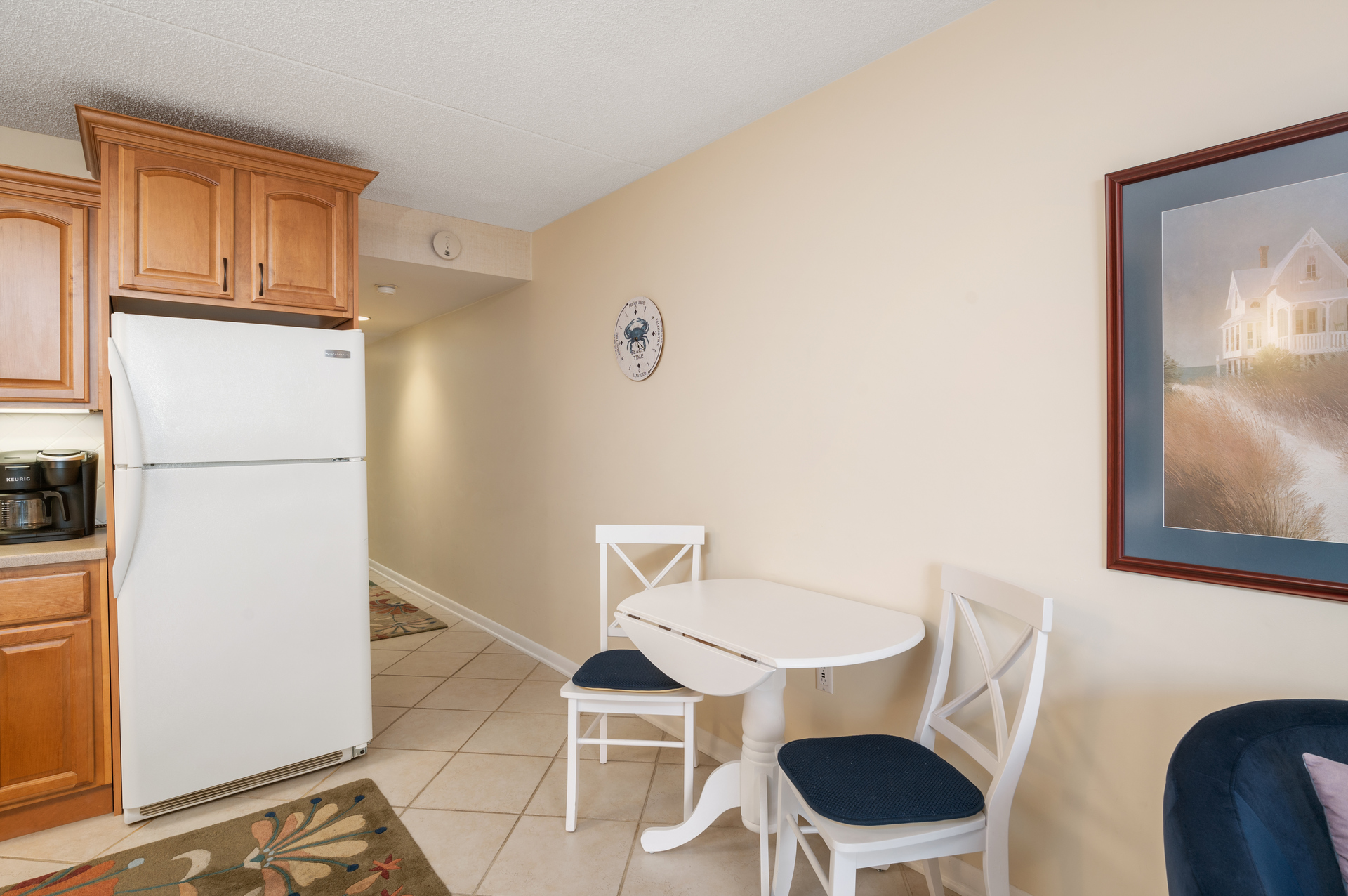 Relax and enjoy a meal at the dining table.