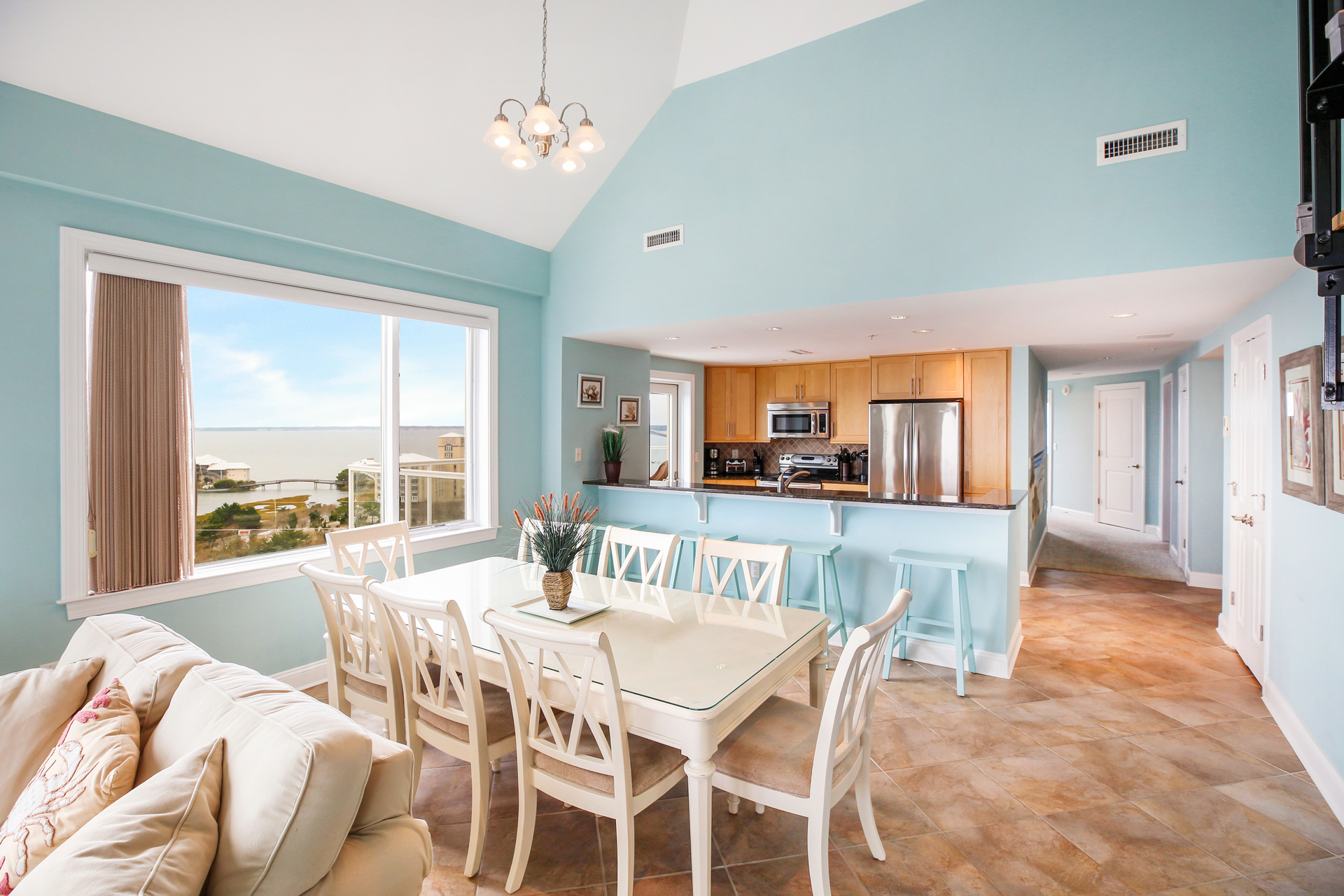 Enjoy Dining Indoors or Al Fresco on the Newly Furnished Balcony with astonishing views.