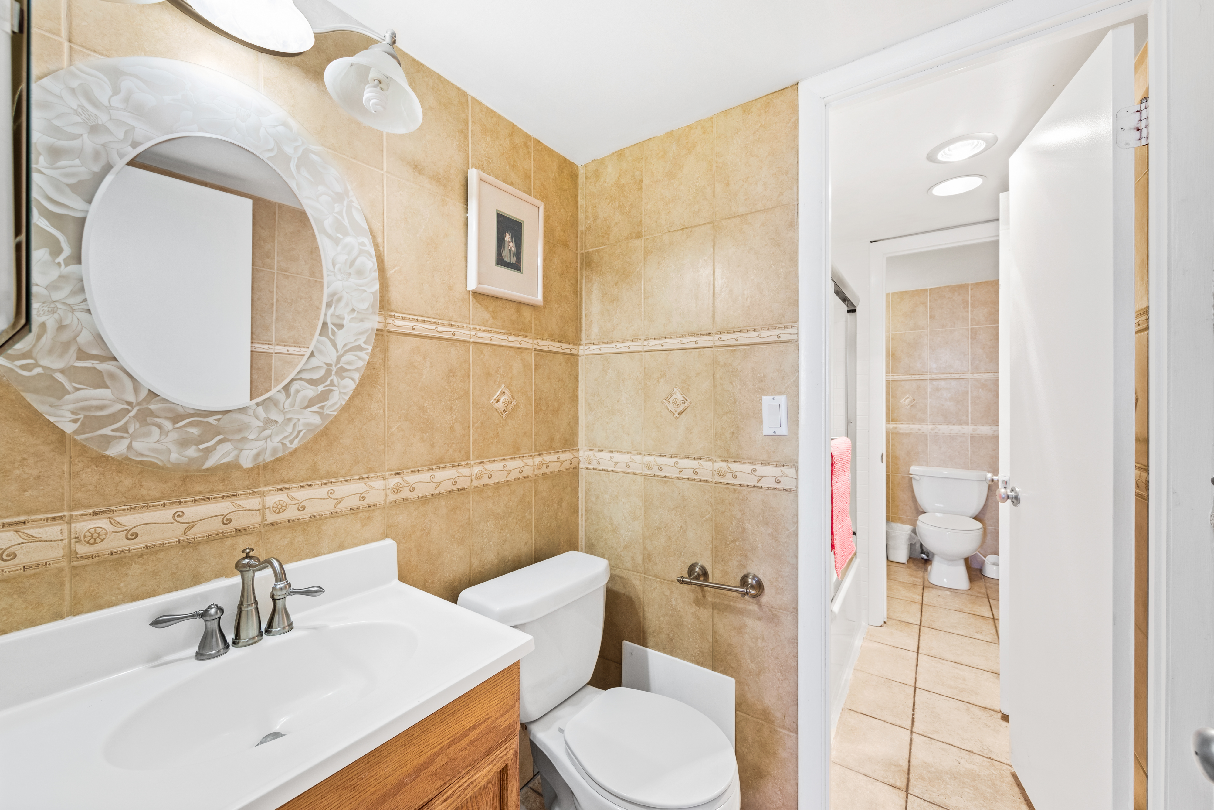 Unique Full Bath convenient to the Living Area.