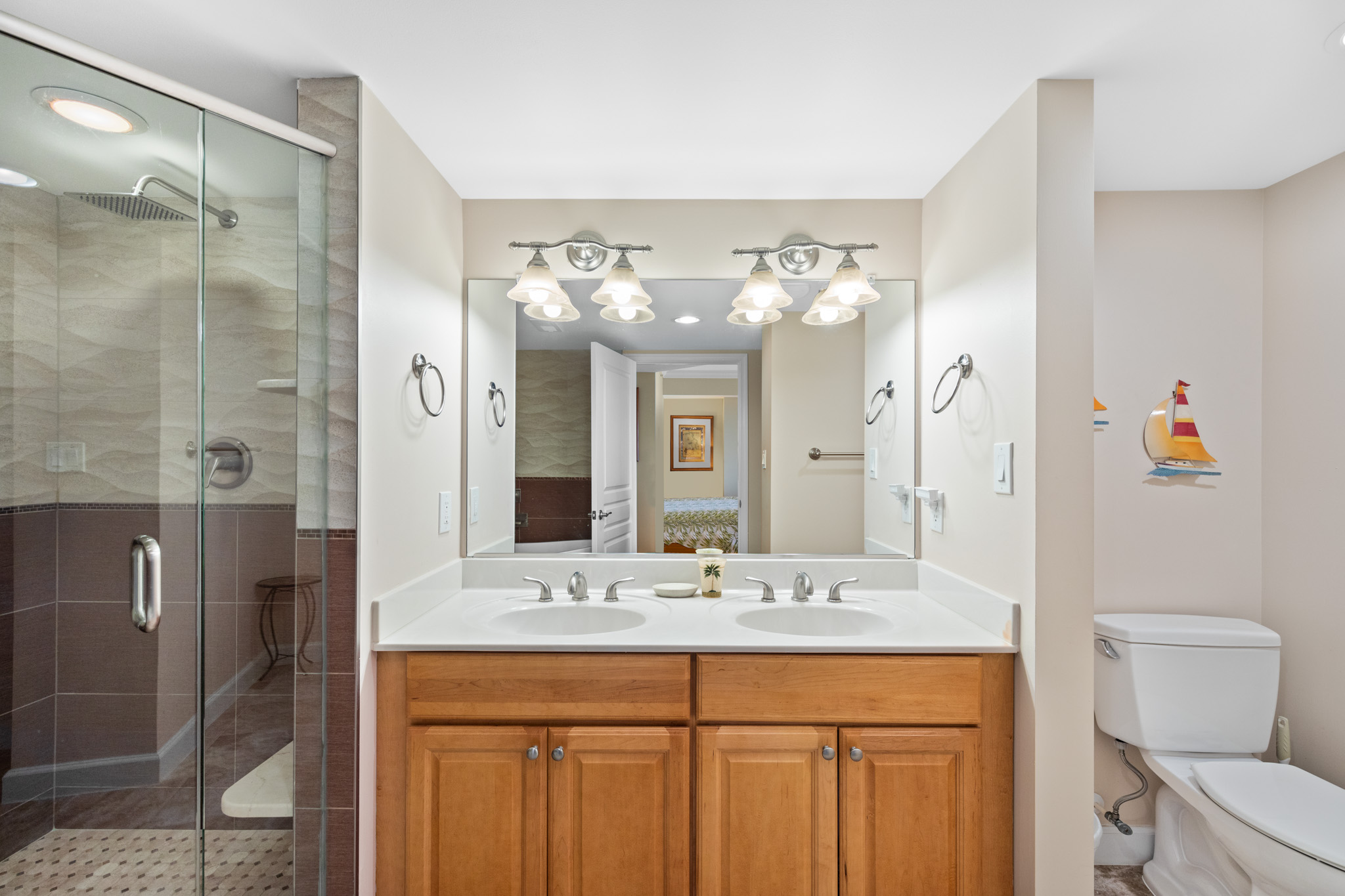 Check out this Big and Bright Double Vanity in the Primary Bathroom. Plenty of space to get ready for a Day Out on the Town!