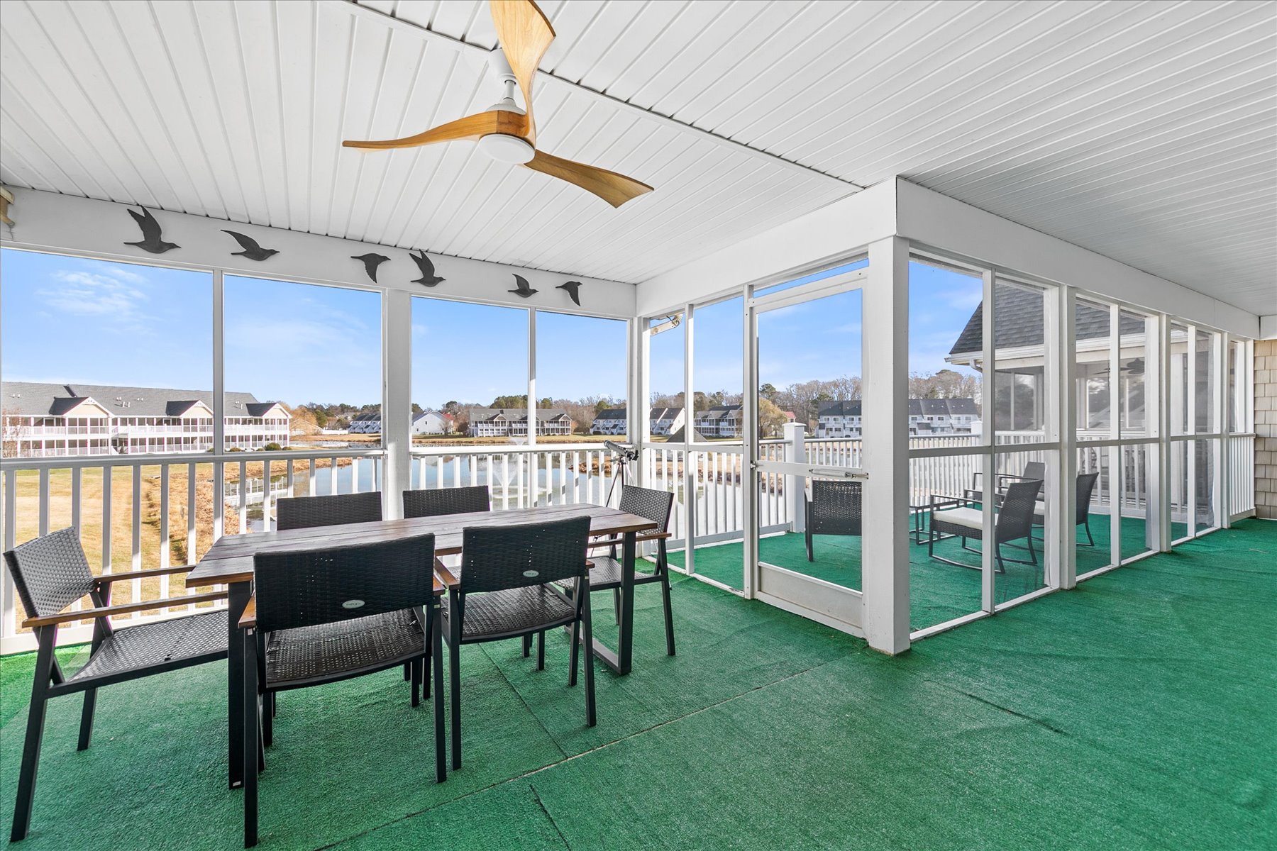 Dine alfresco on your screened porch, where gentle breezes and the calming community fountain create the perfect backdrop for memorable meals.