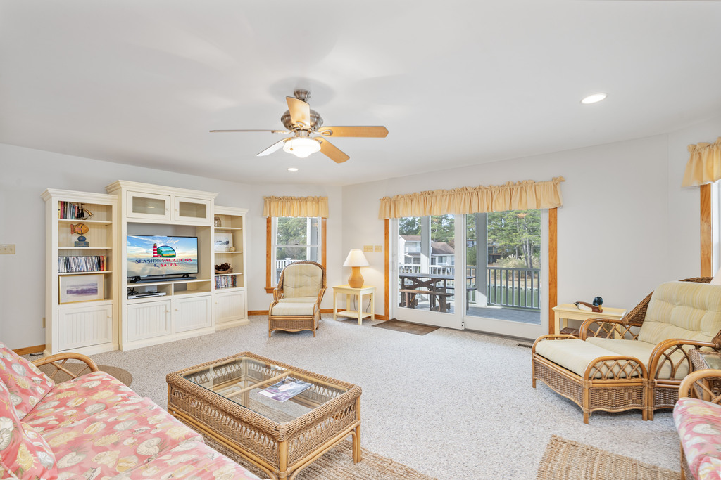 Kick back in the Living Area and enjoy Flat Screen TV and water Views from the sofa!