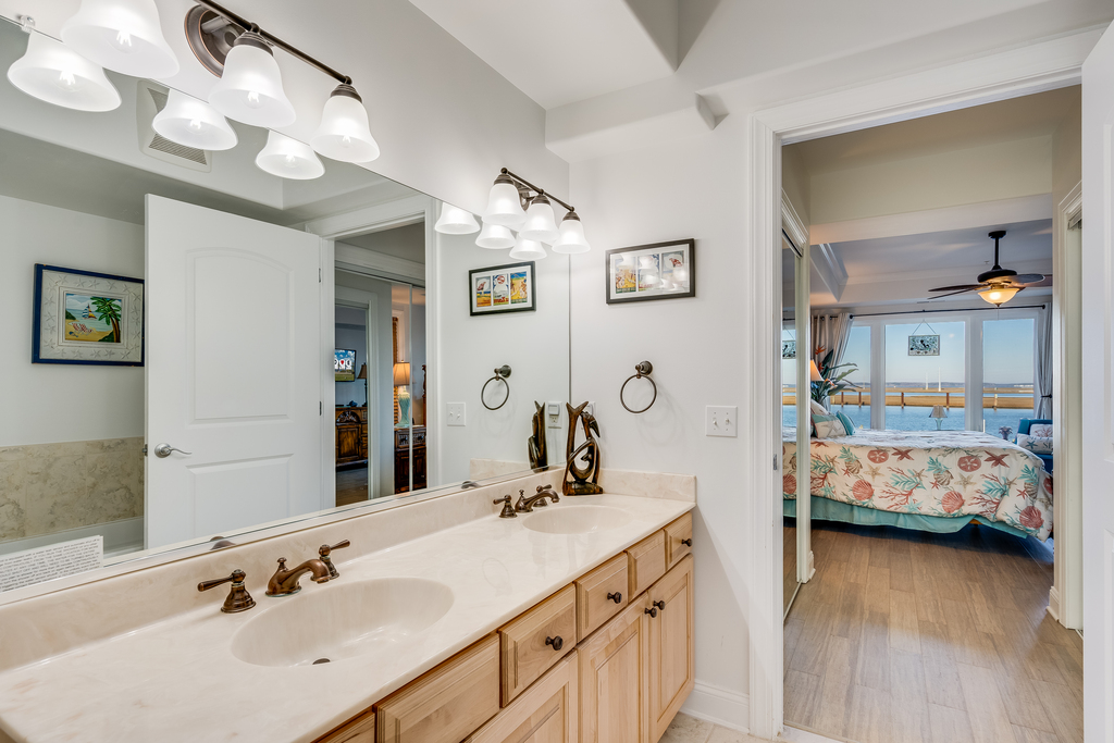 The Spa-like Master Bath has Double Sinks & plenty of space.
