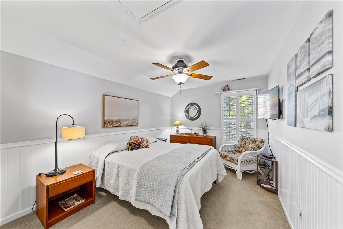 Bedroom 2 has a comfy Queen Bed and Flat Screen TV.