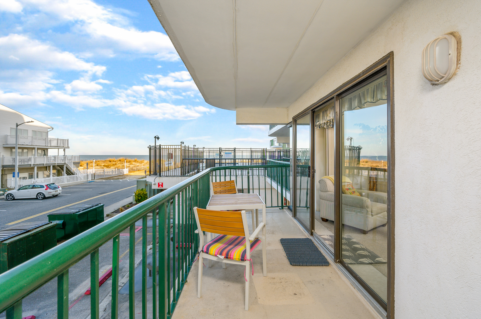 Sit out on the balcony and enjoy the view of the ocean or watch the kids at the pool!