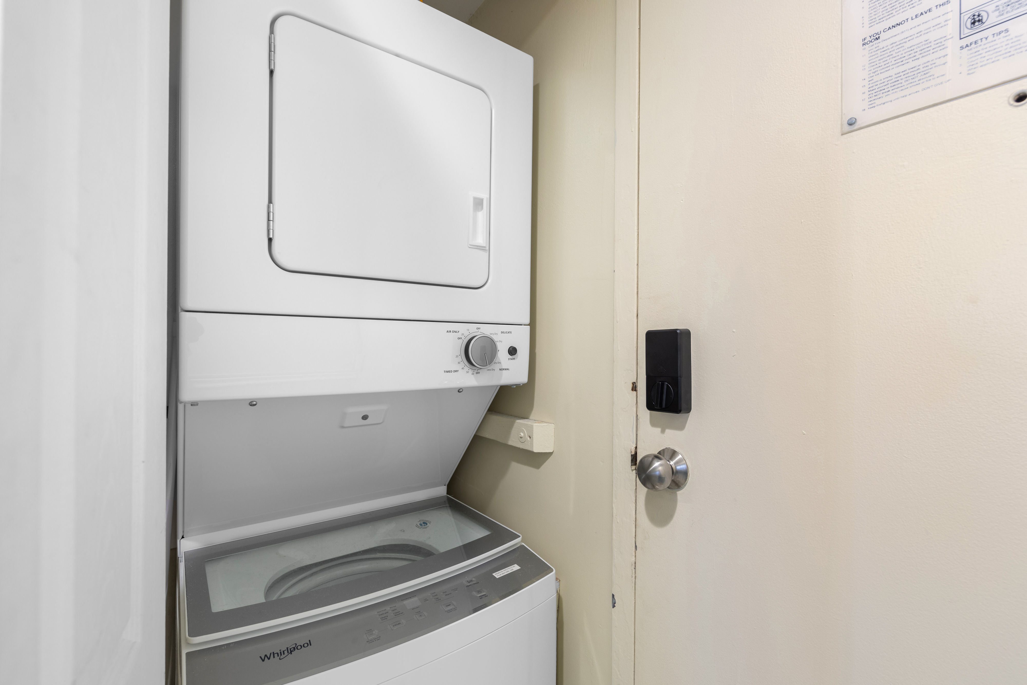 There is a stackable washer and dryer for your convenience as well!