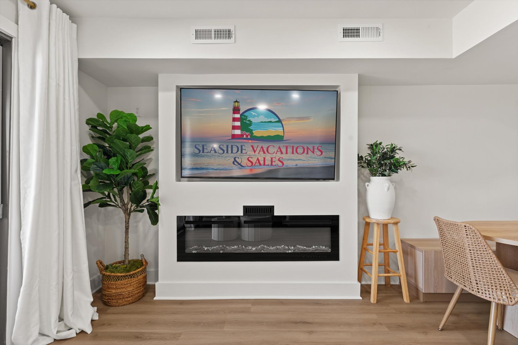Flat-screen TV with premium viewing experience for family movie night!