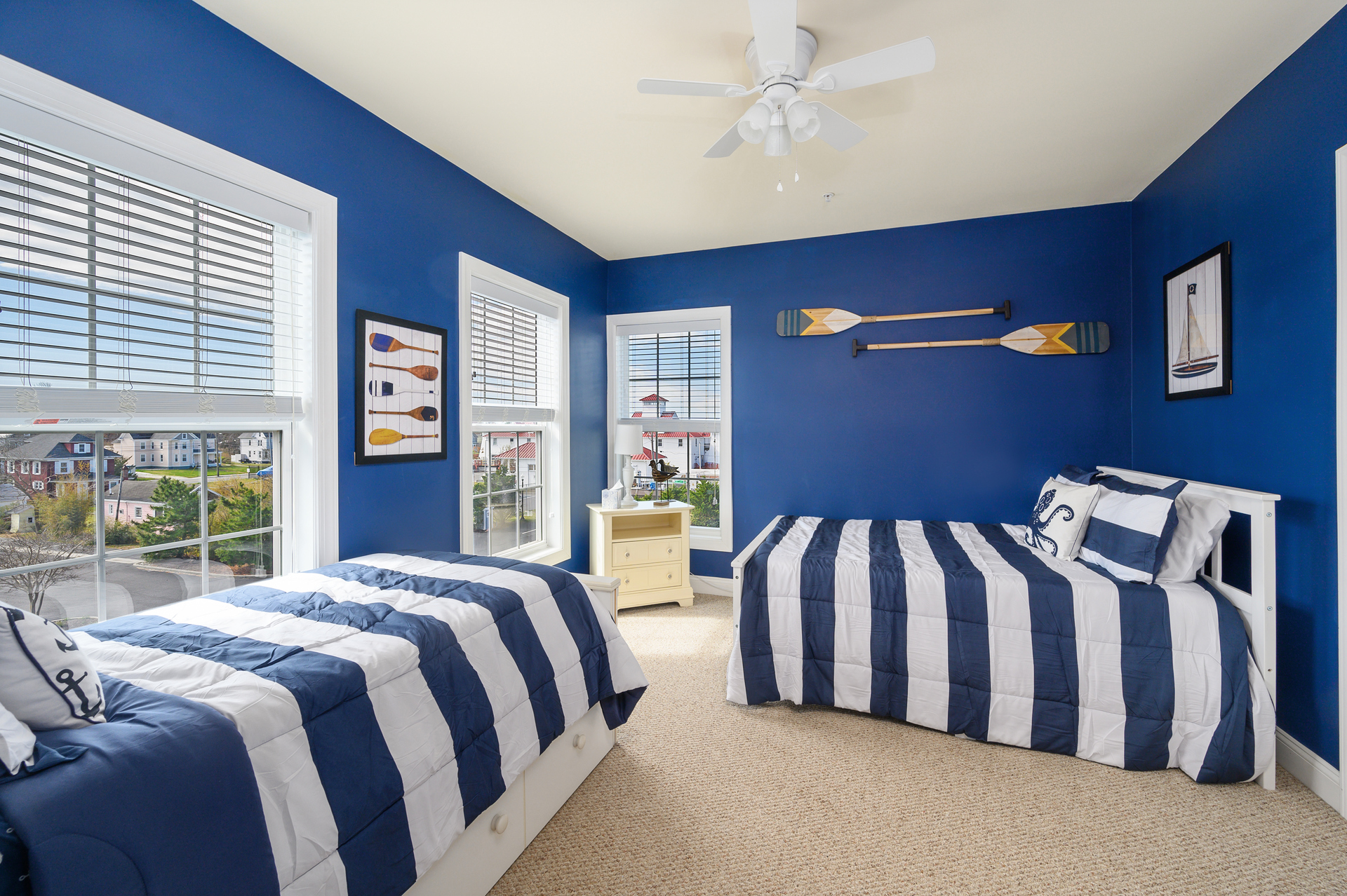 Bedroom 1 has a Full Bed and a Twin Bed.