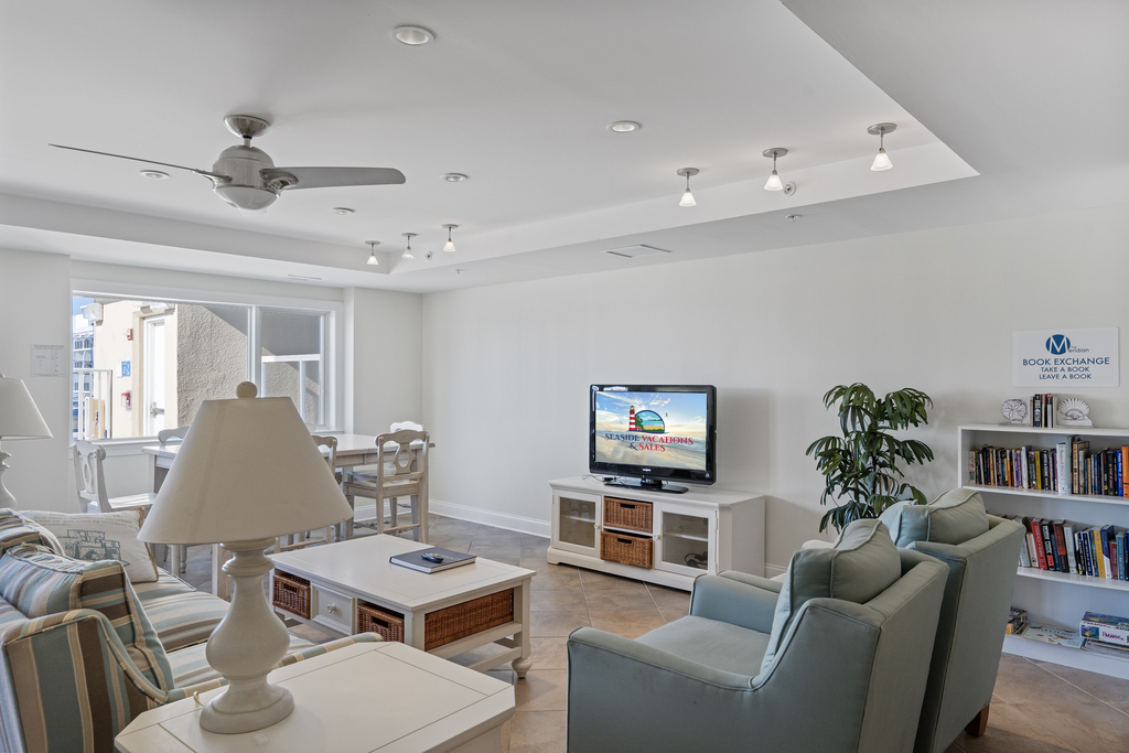 The Meridian's Rec Room is a great place to gather near the pool