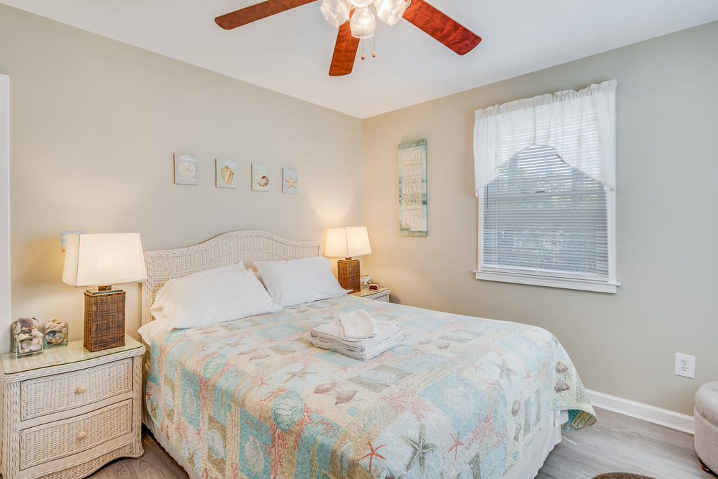 Serene Bedroom 2 has a Queen Bed and is adjacent to Full Bath.