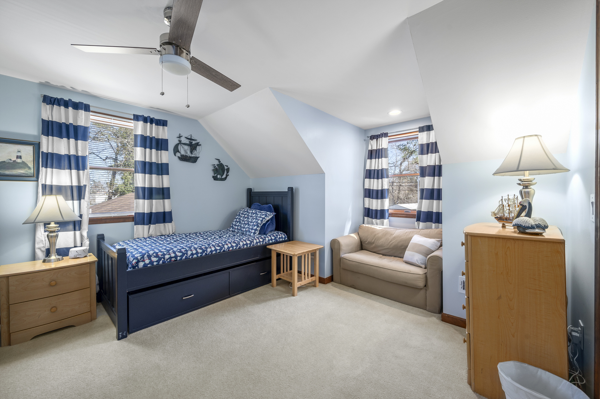 Bedroom 3 has 2 Twin Beds, each with Twin Trundle.