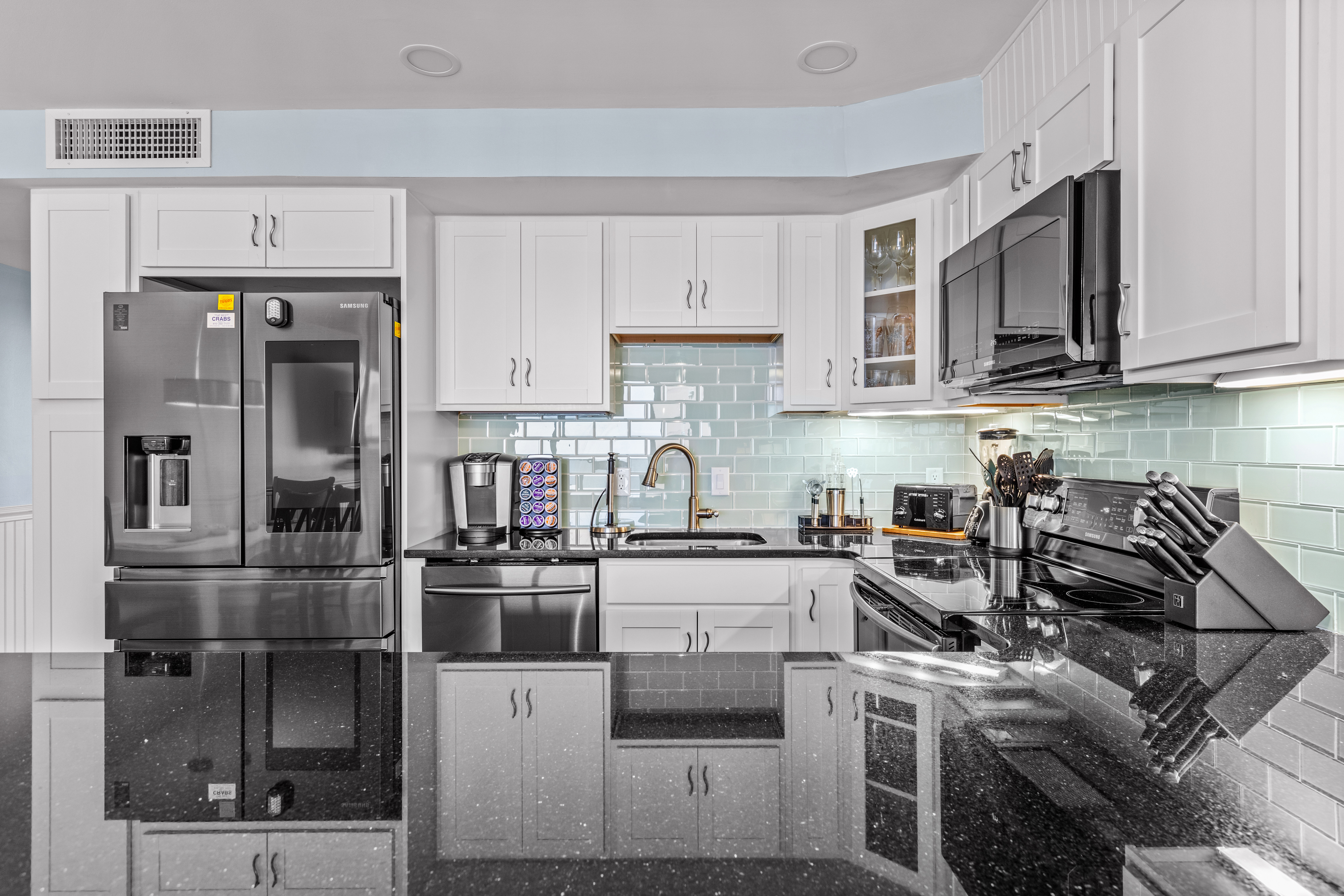 This kitchen features top of the line luxury appliances to make your life easier!