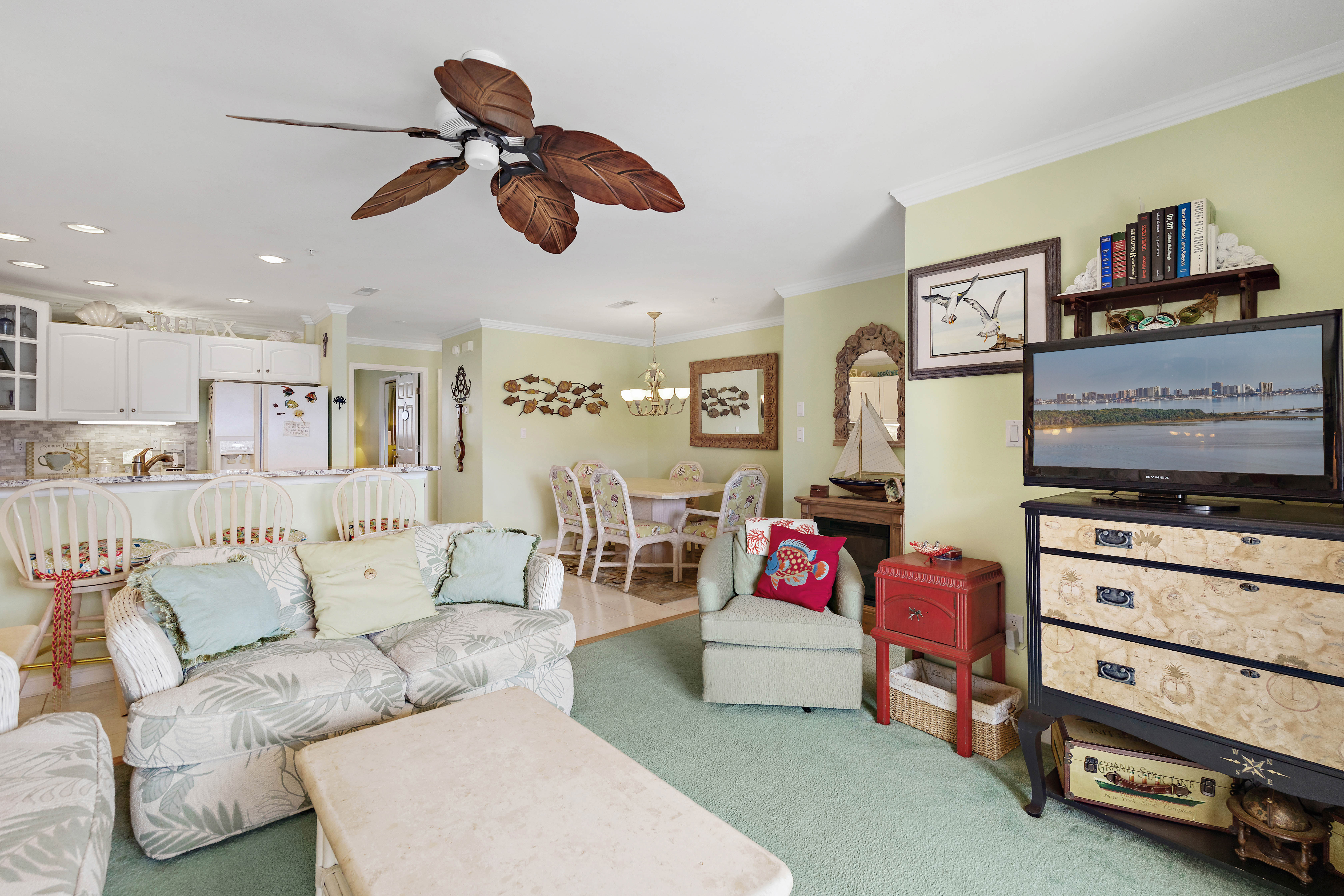 Relax after a day of fun in the sun in the super comfy Living Area with Free Wi-Fi, Flat Screen TV and Canal Views right from the sofa, that is also a convenient sleeper sofa.