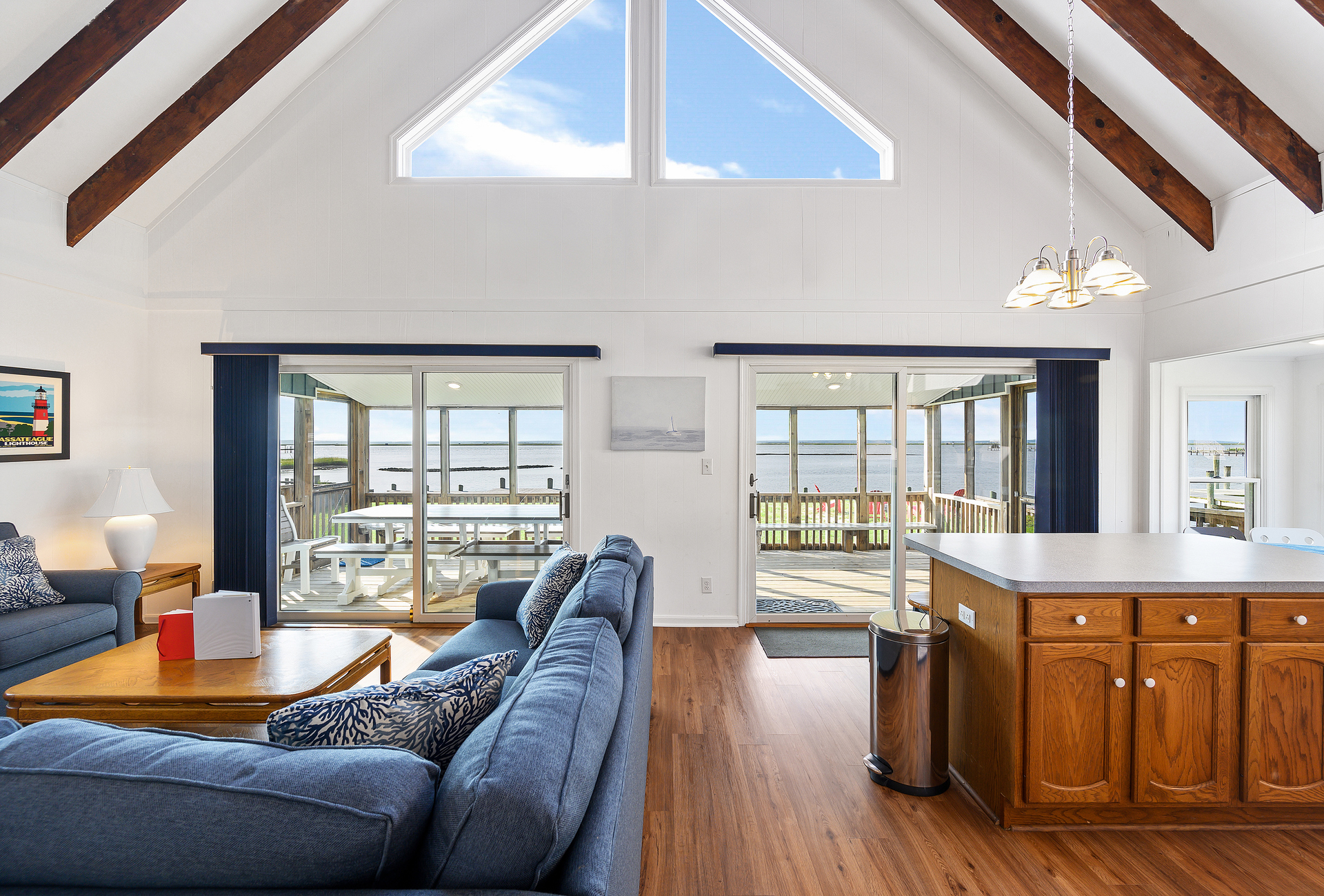 Gorgeous Living Area with jaw-dropping Views of the Chincoteague Bay.