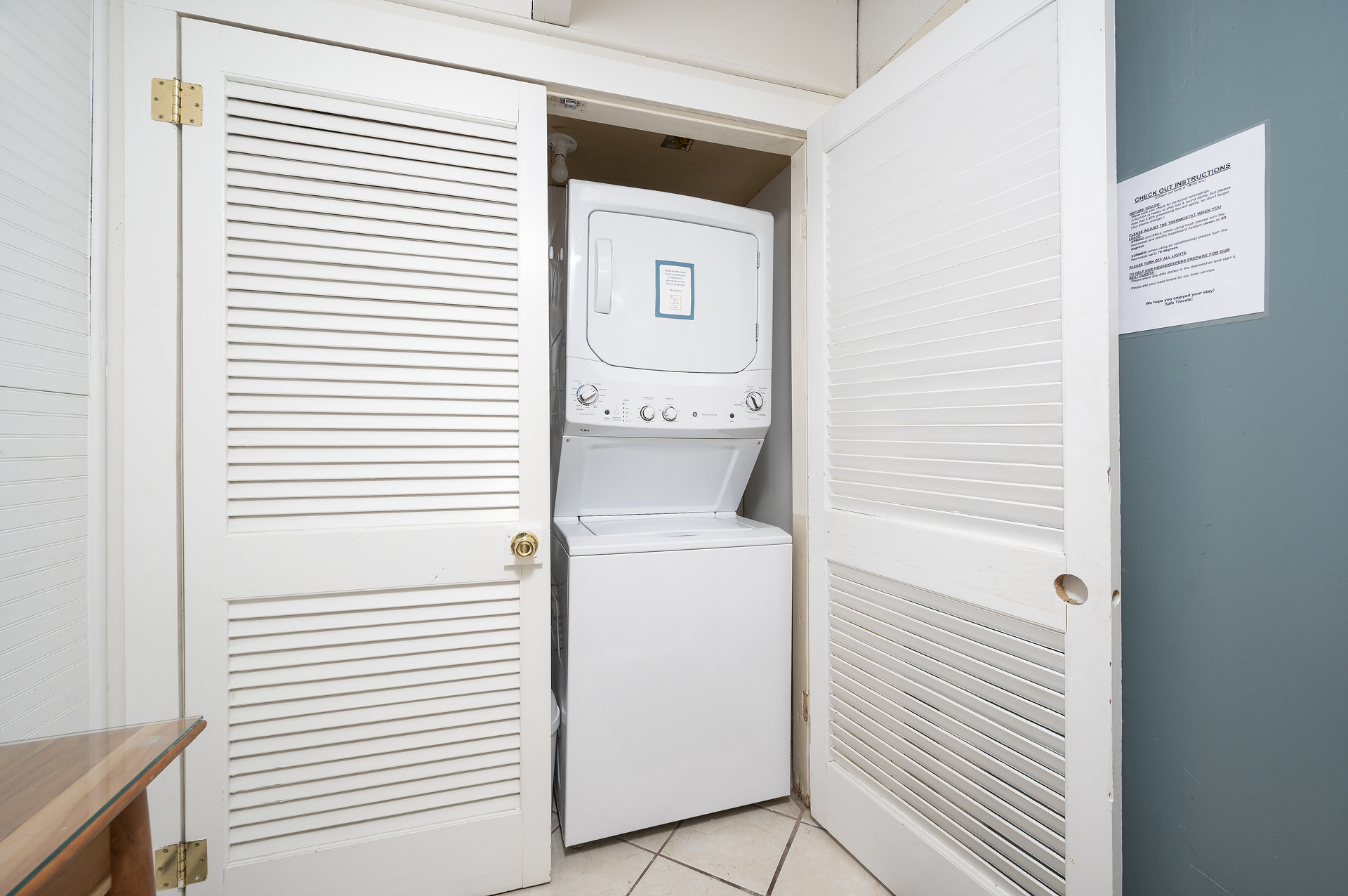 Stacked washer and Dryer for convenience.