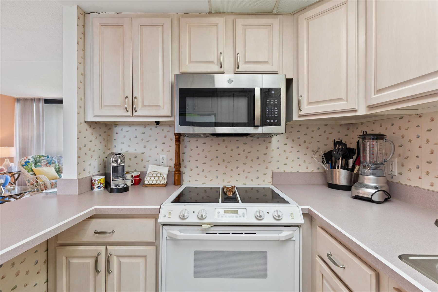 Well stocked kitchen for cooking convenience.