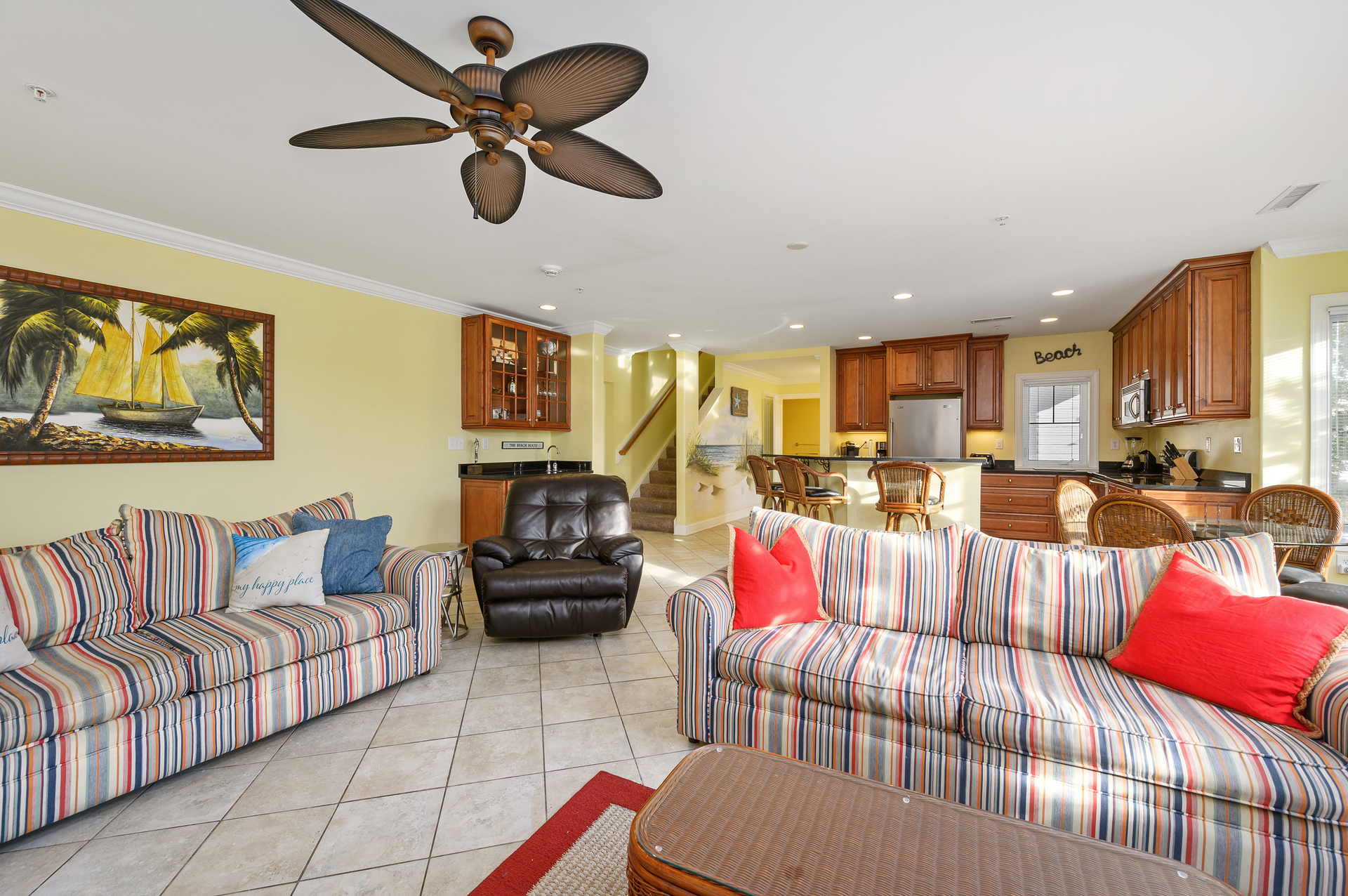 There is plenty of seating with a recliner and 2 sleeper sofas in the living room